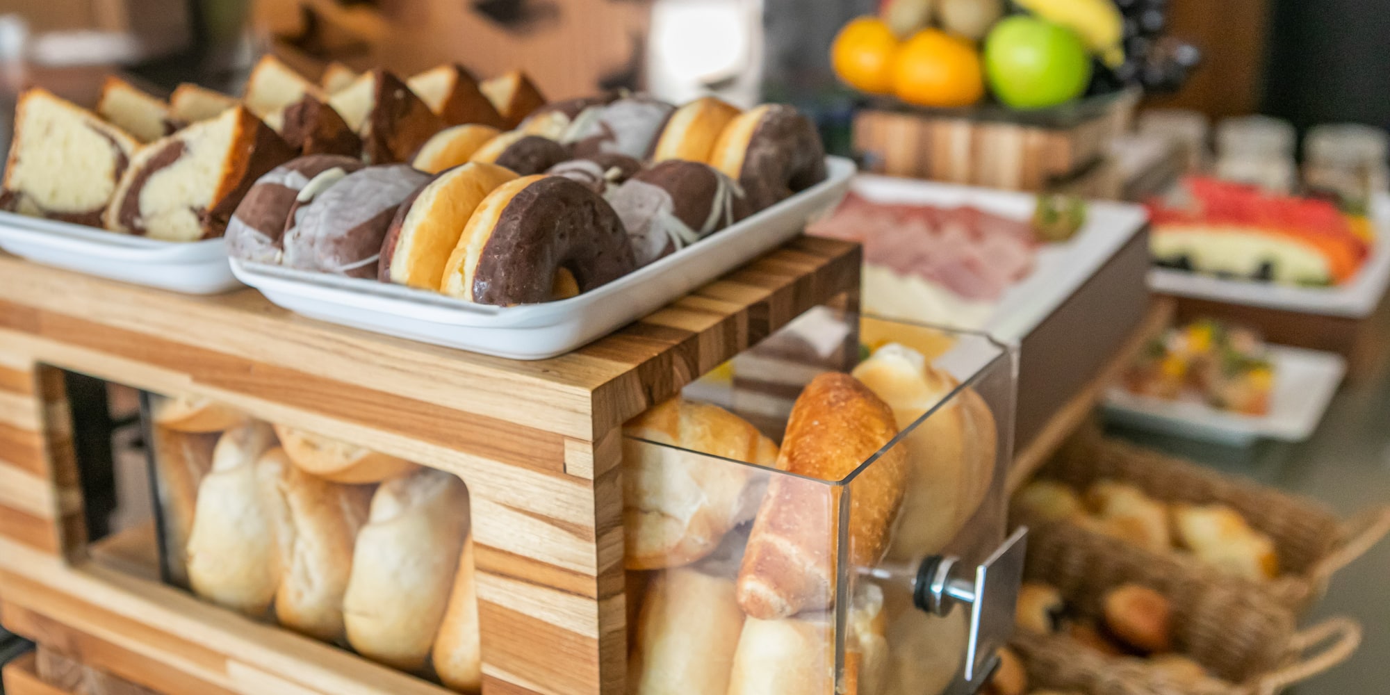 a variety of pastries on display
