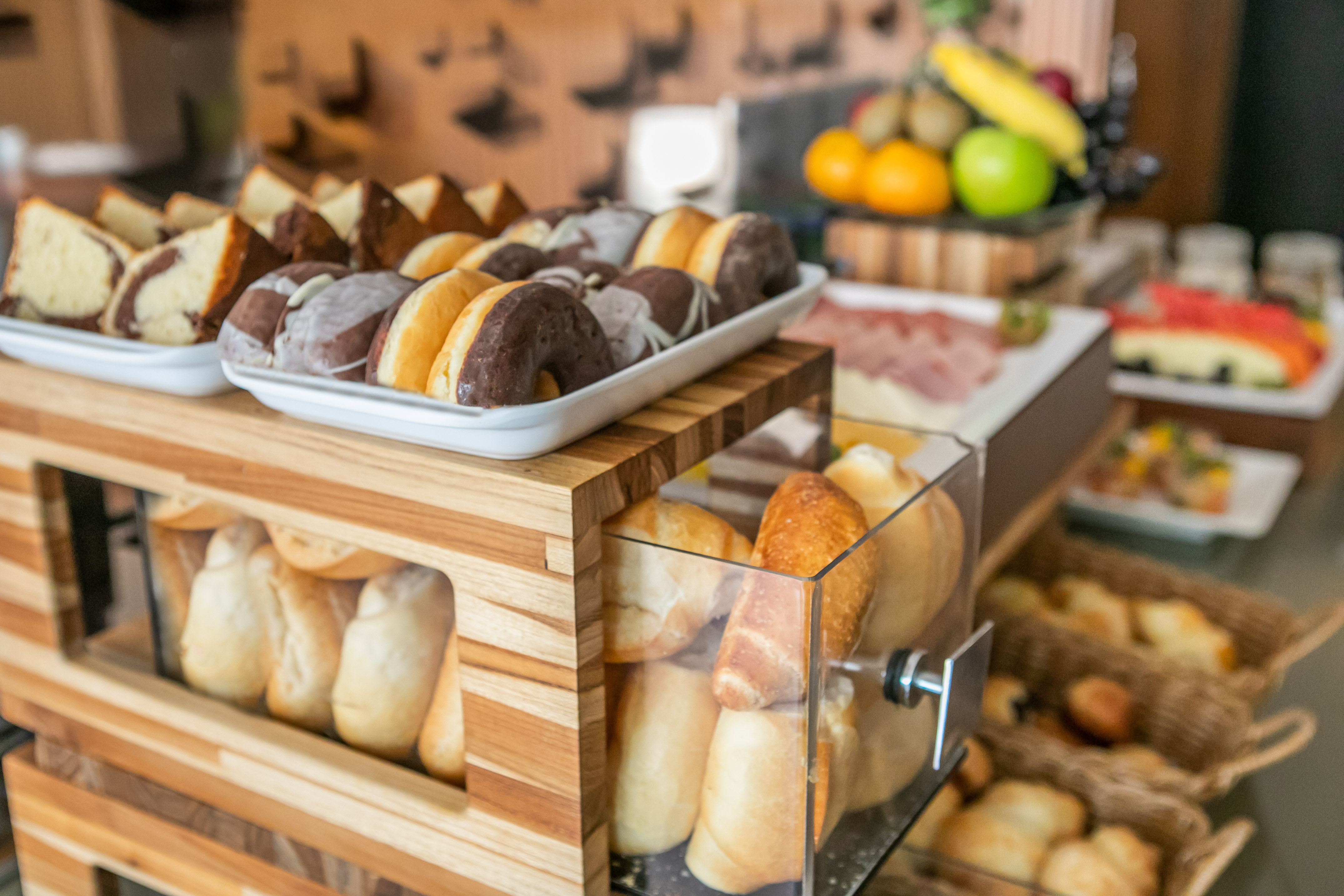 a variety of pastries on display