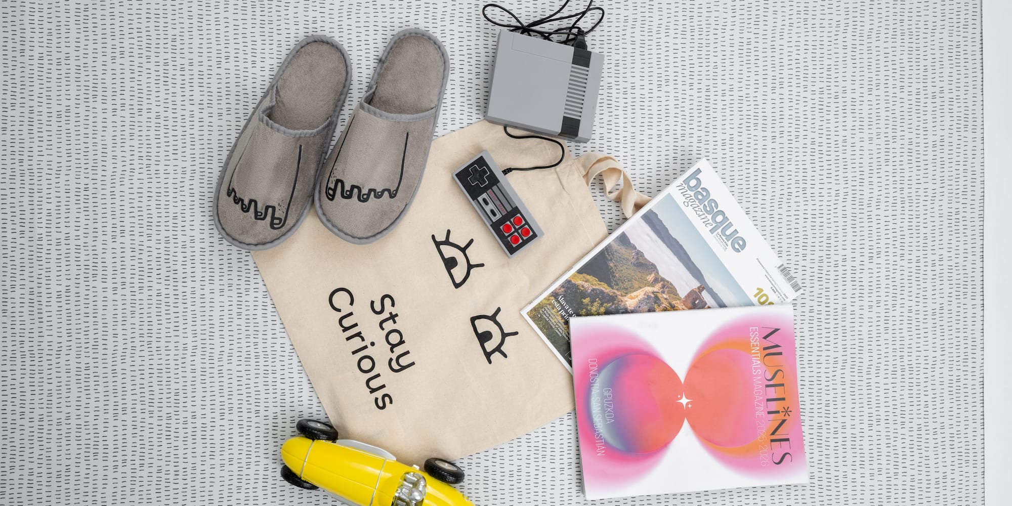 a group of objects on a white surface