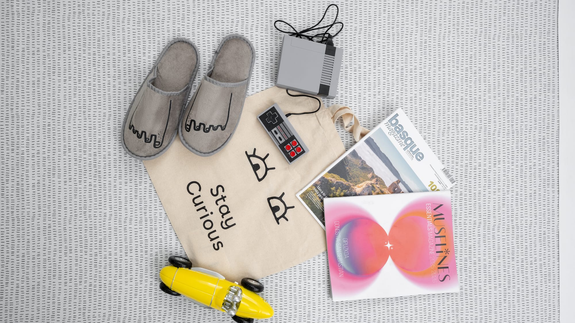 a group of objects on a white surface