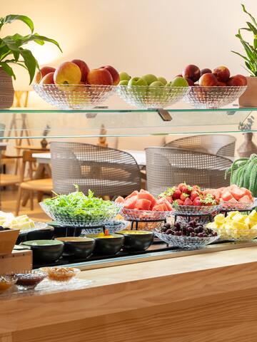 a display of fruit on a shelf