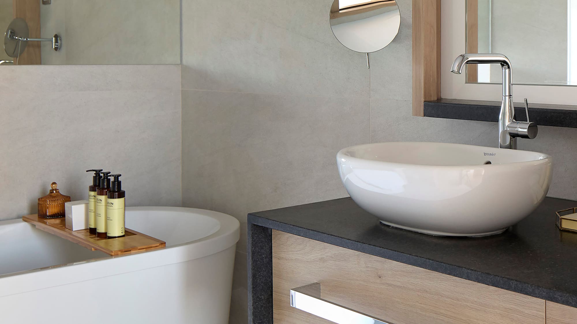 a bathroom with a sink and tub