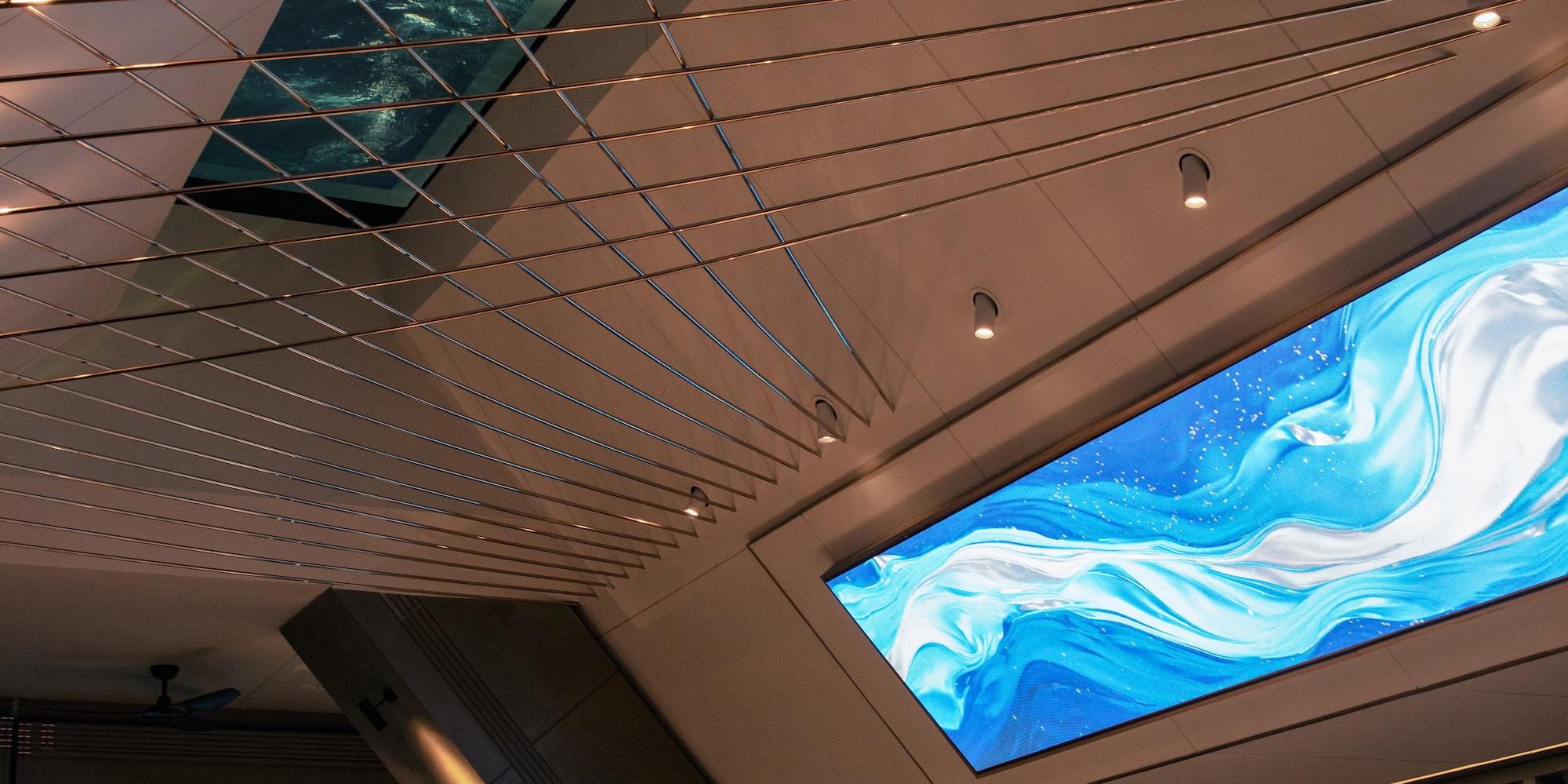 a bar with a large screen