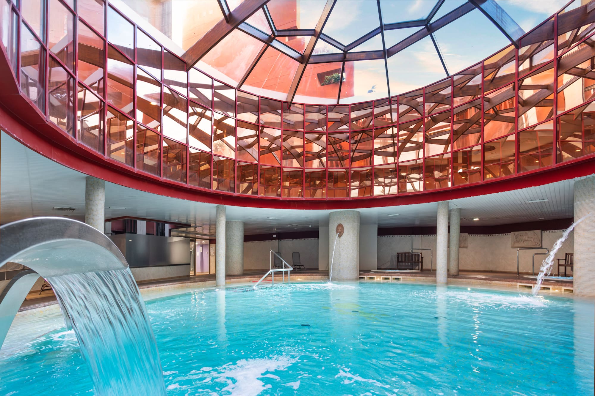 a pool inside a building