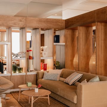 a room with a couch and a table