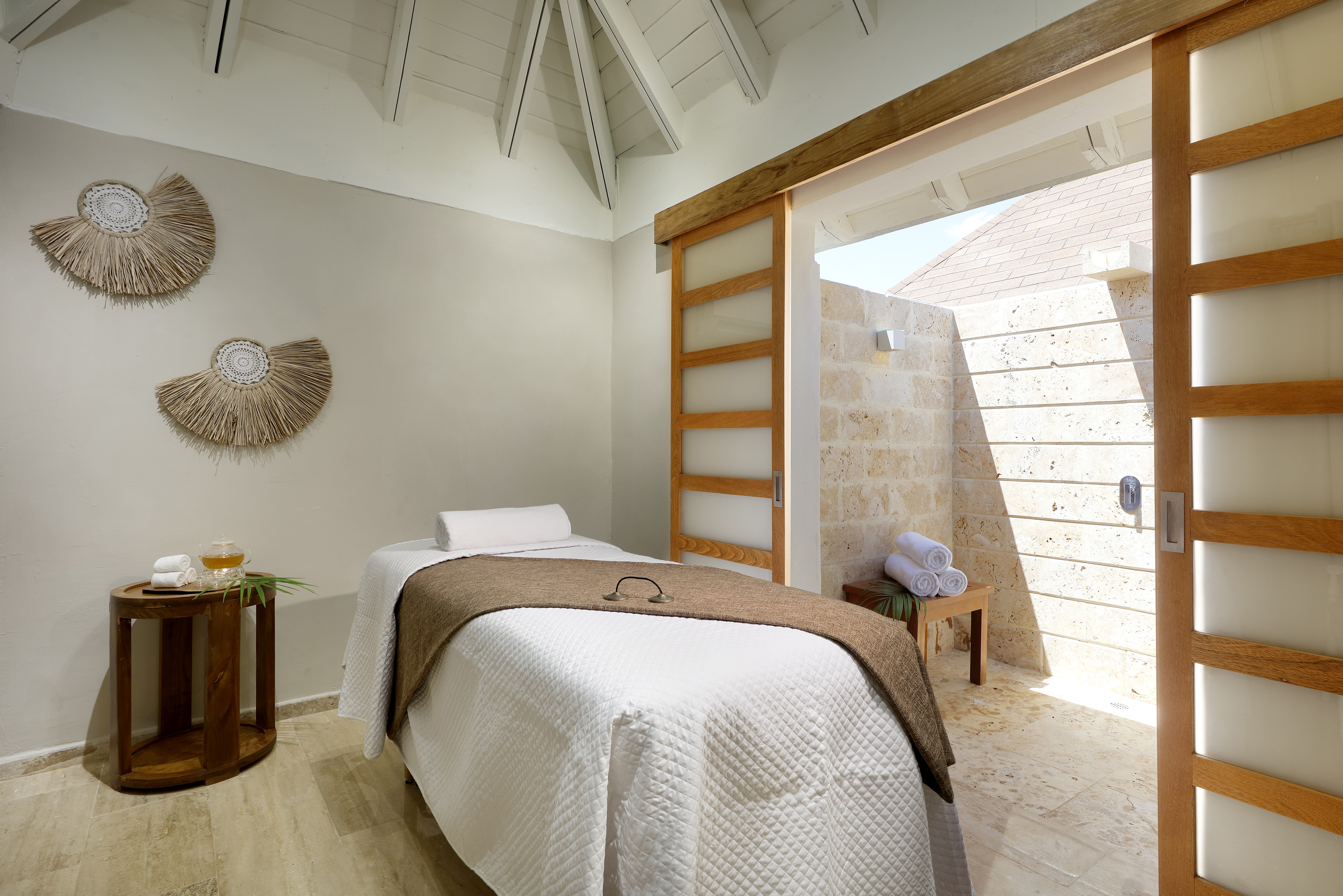 a bed in a room