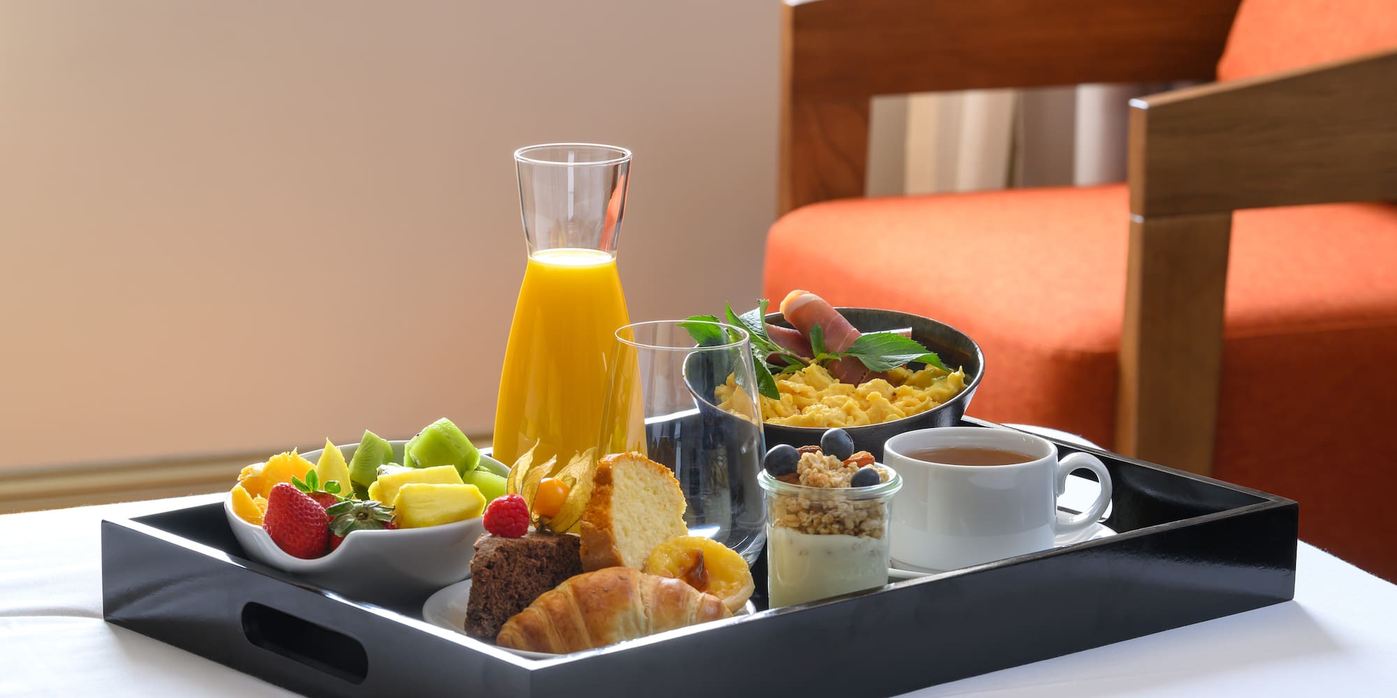 a tray of food on a table