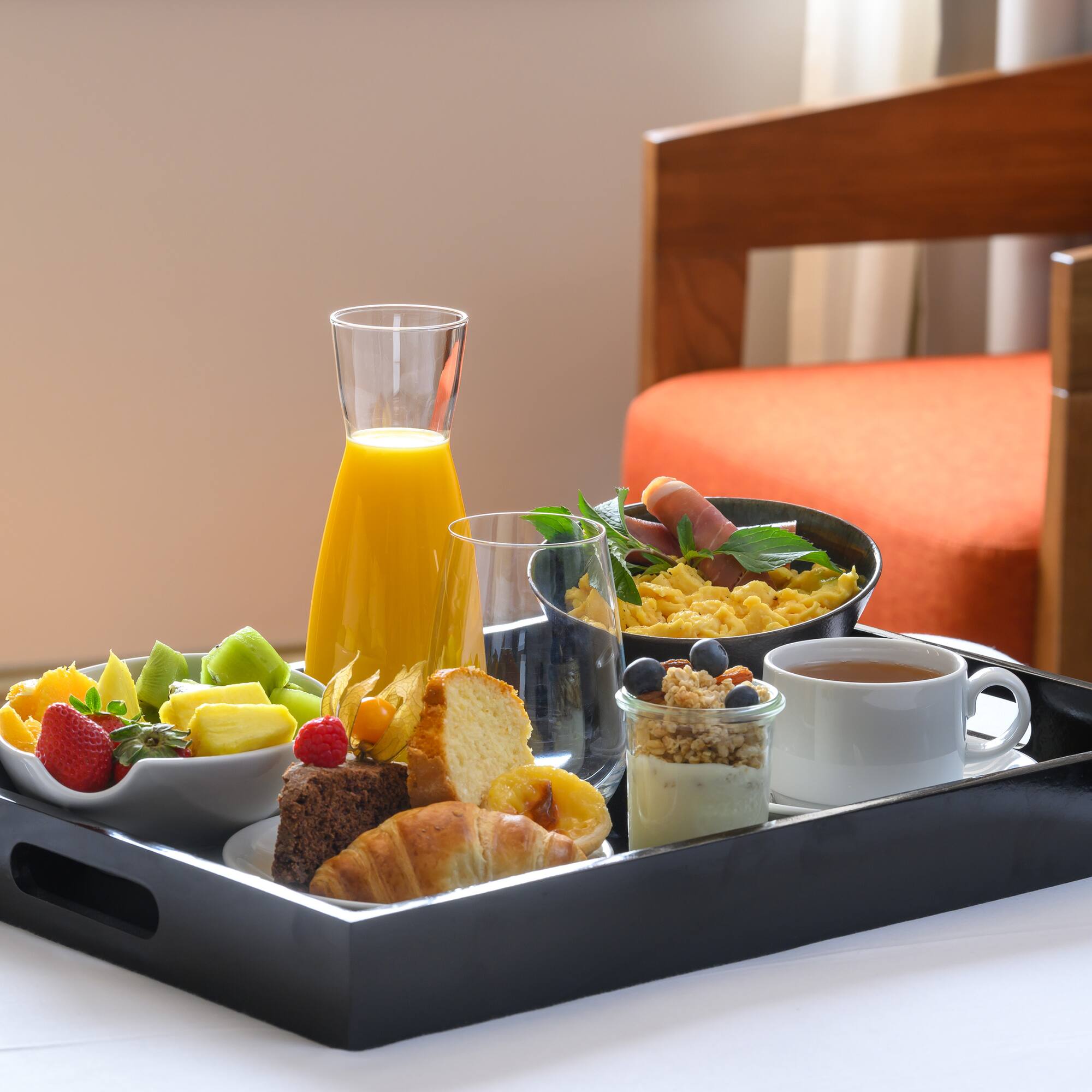 a tray of food on a table