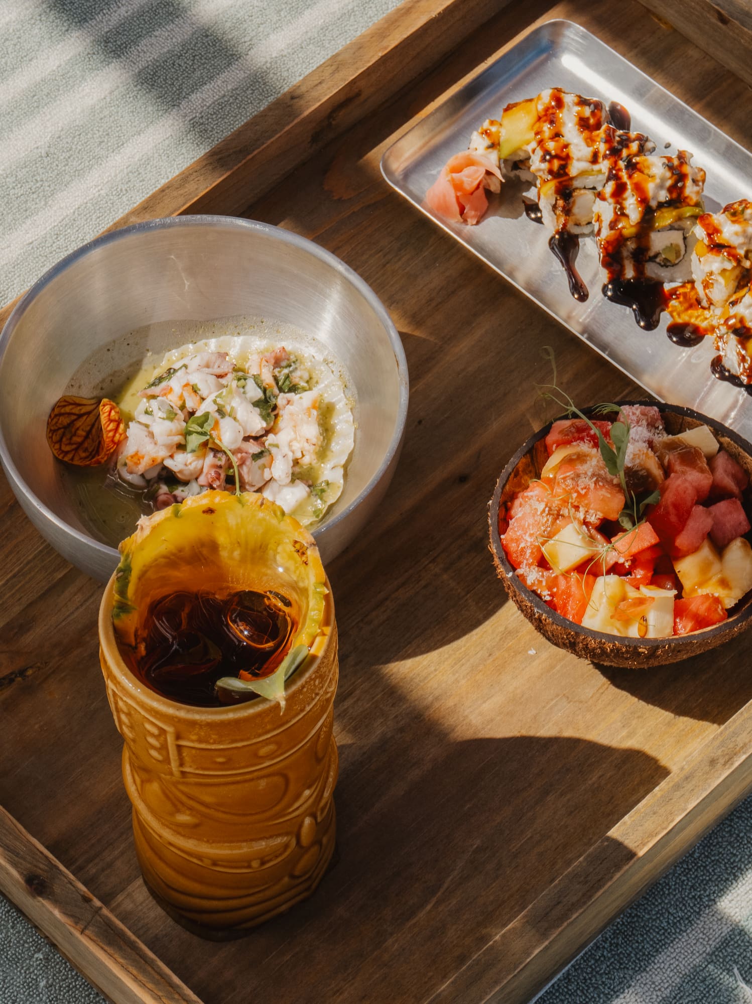 a tray of food on a table