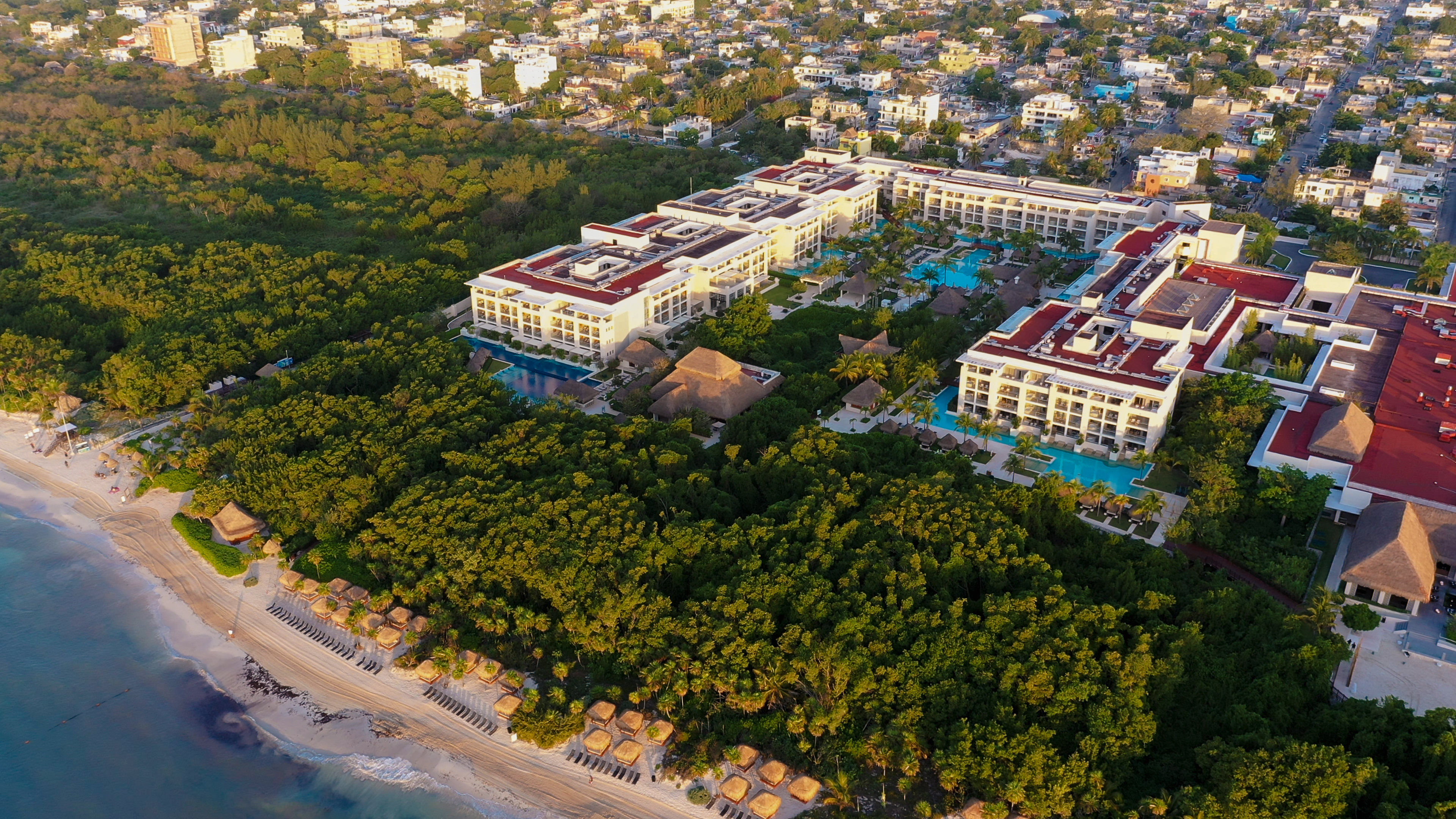 a large building surrounded by trees