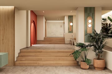 a staircase in a building