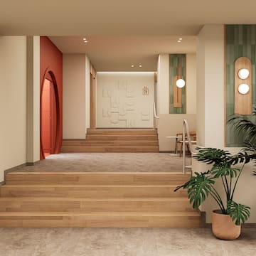 a staircase in a building