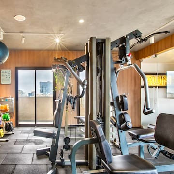 a gym with exercise equipment