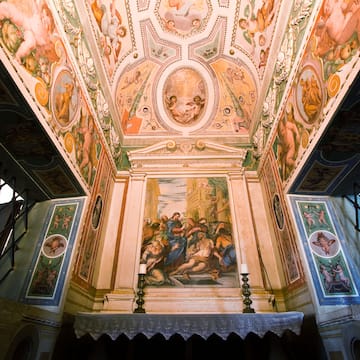 a ceiling with a painting on it