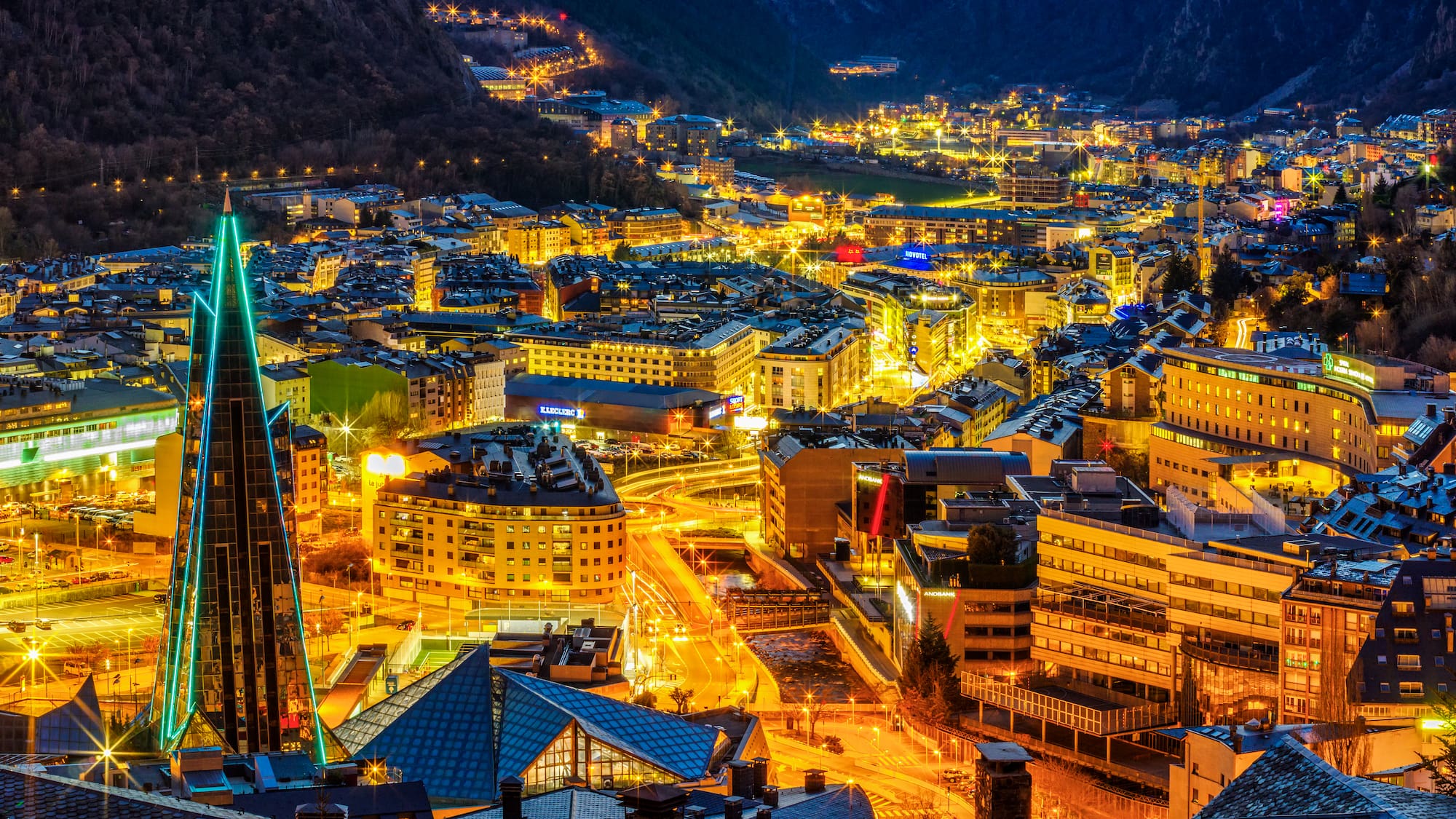 a city at night with lights