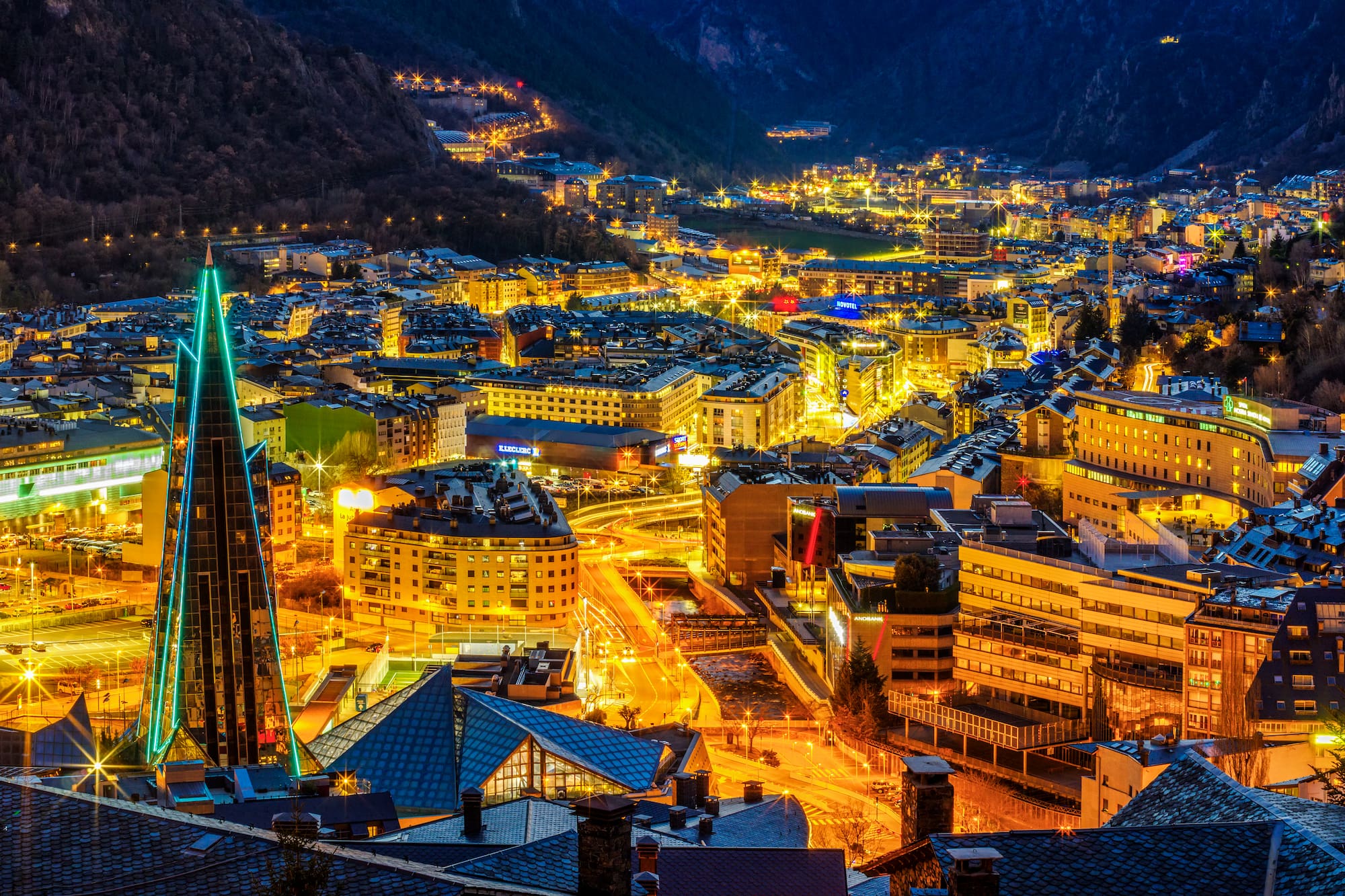 a city at night with lights