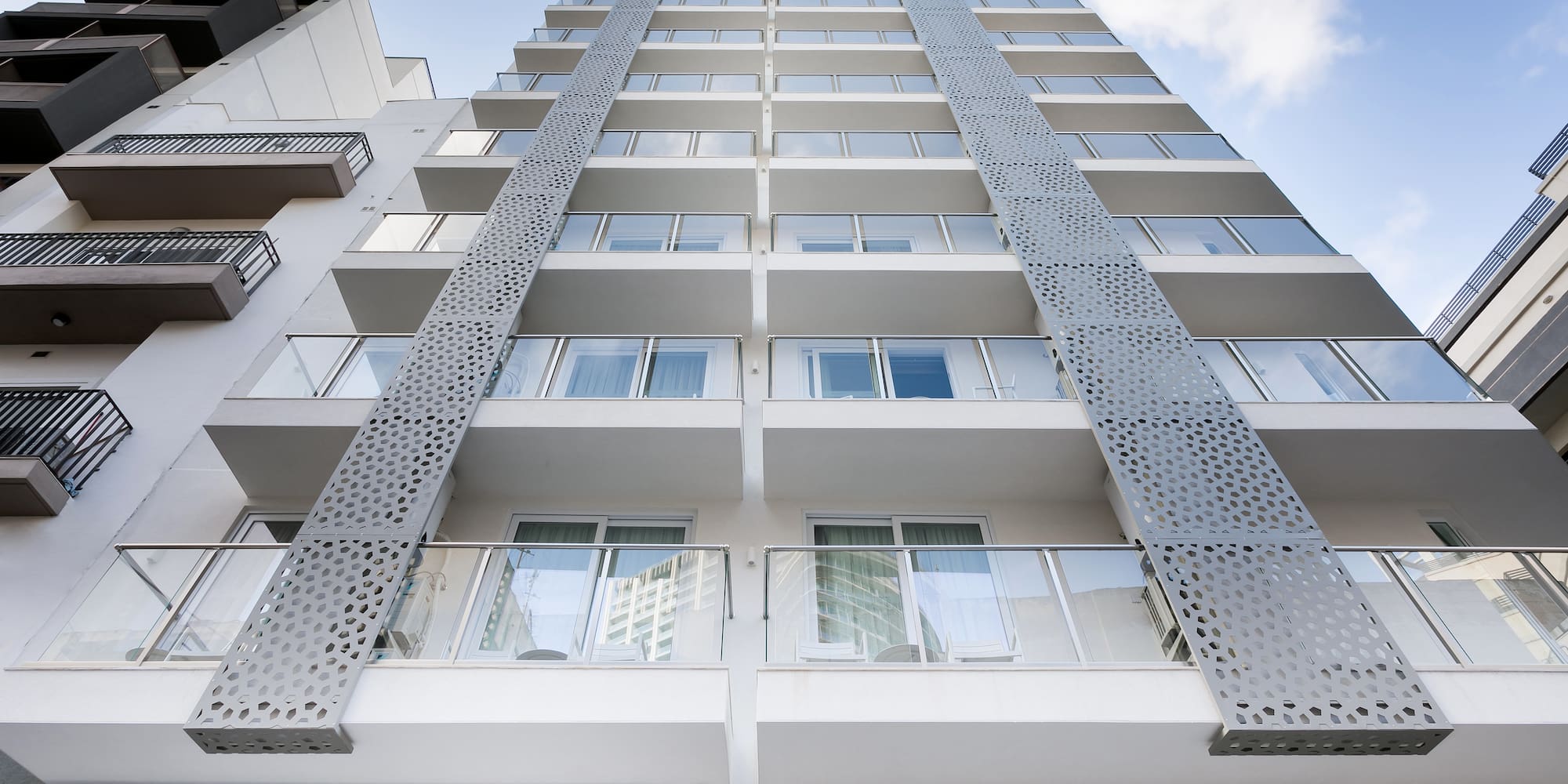 a building with many balconies