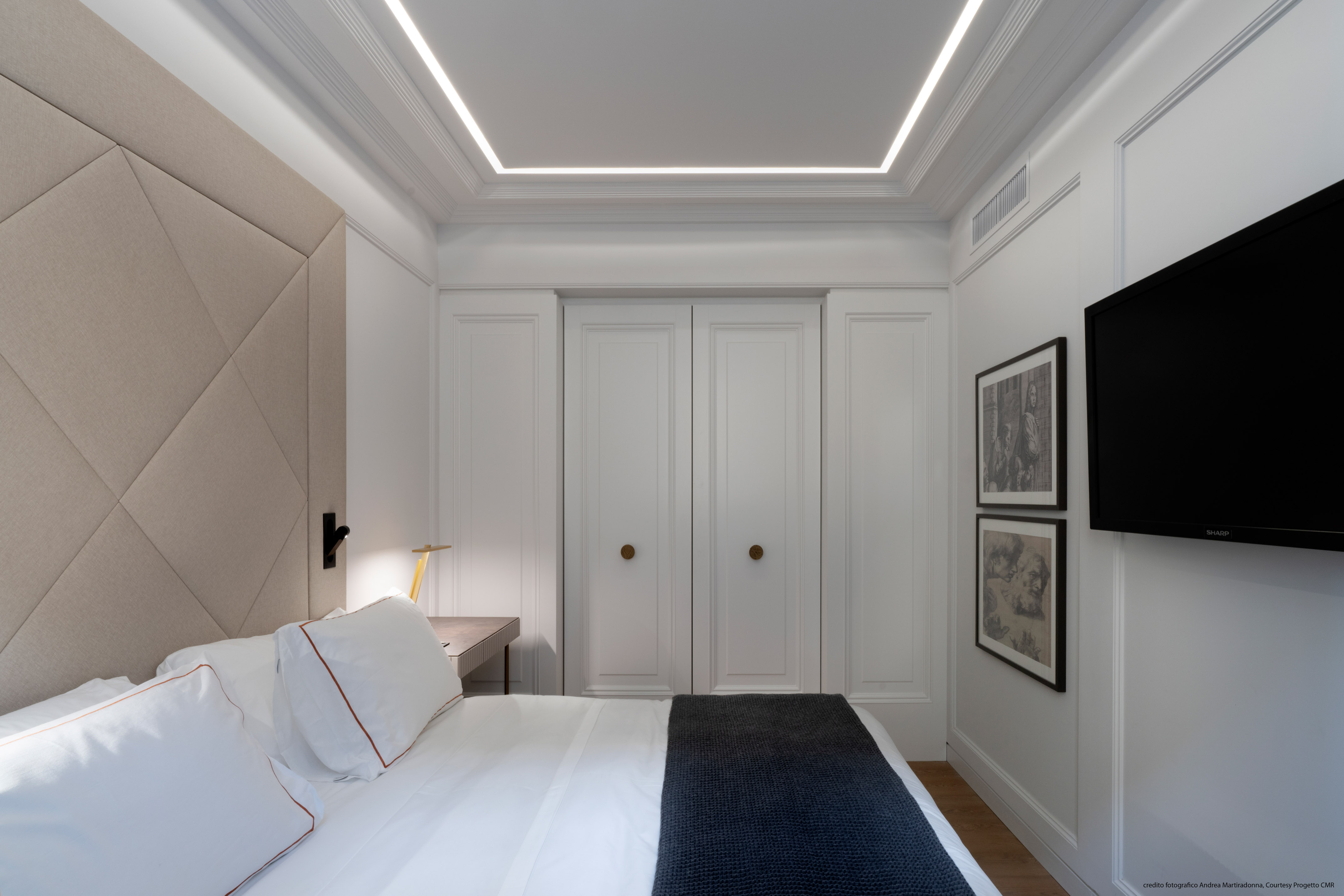 a bed in a room
