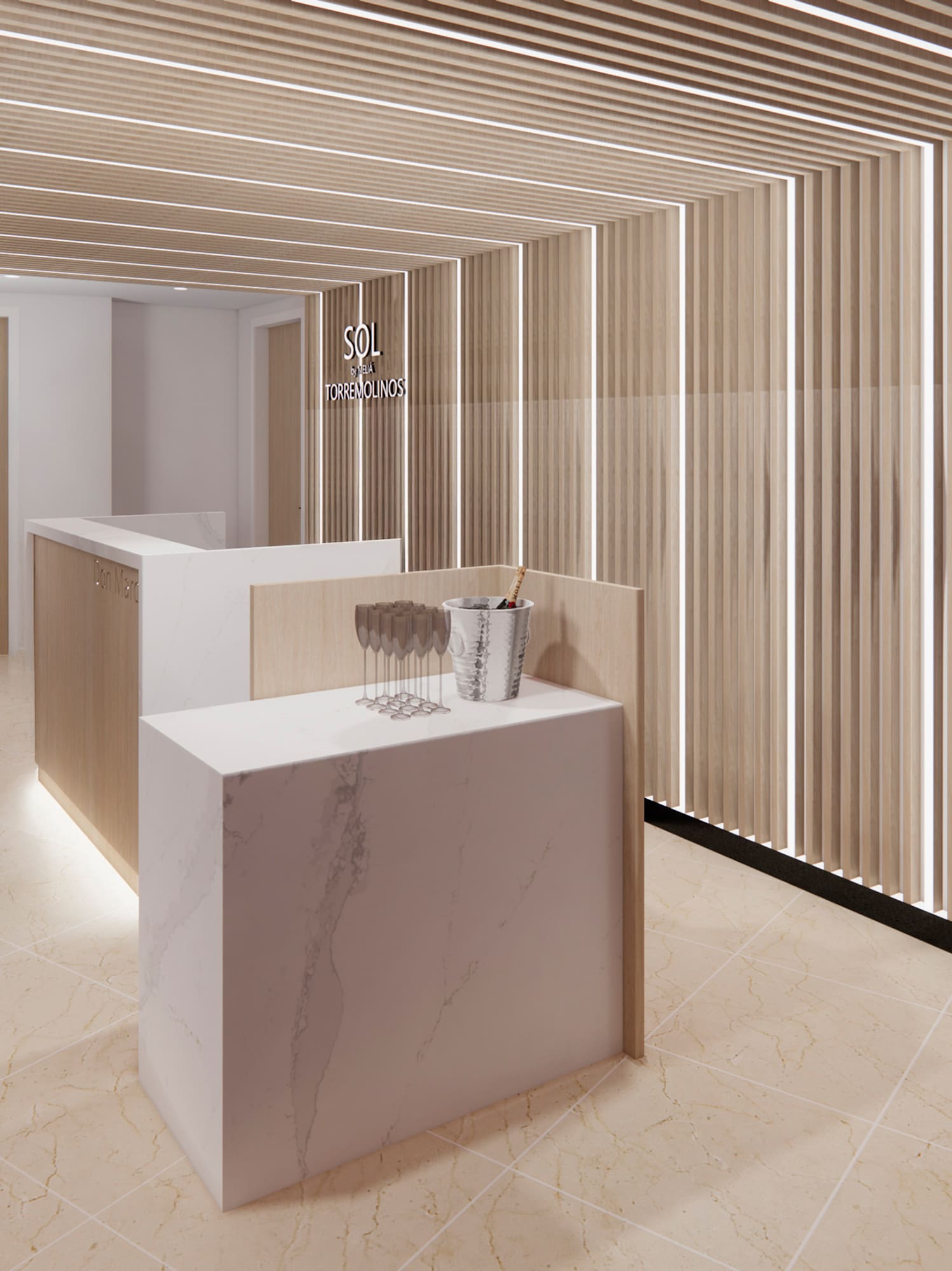 a reception desk in a room