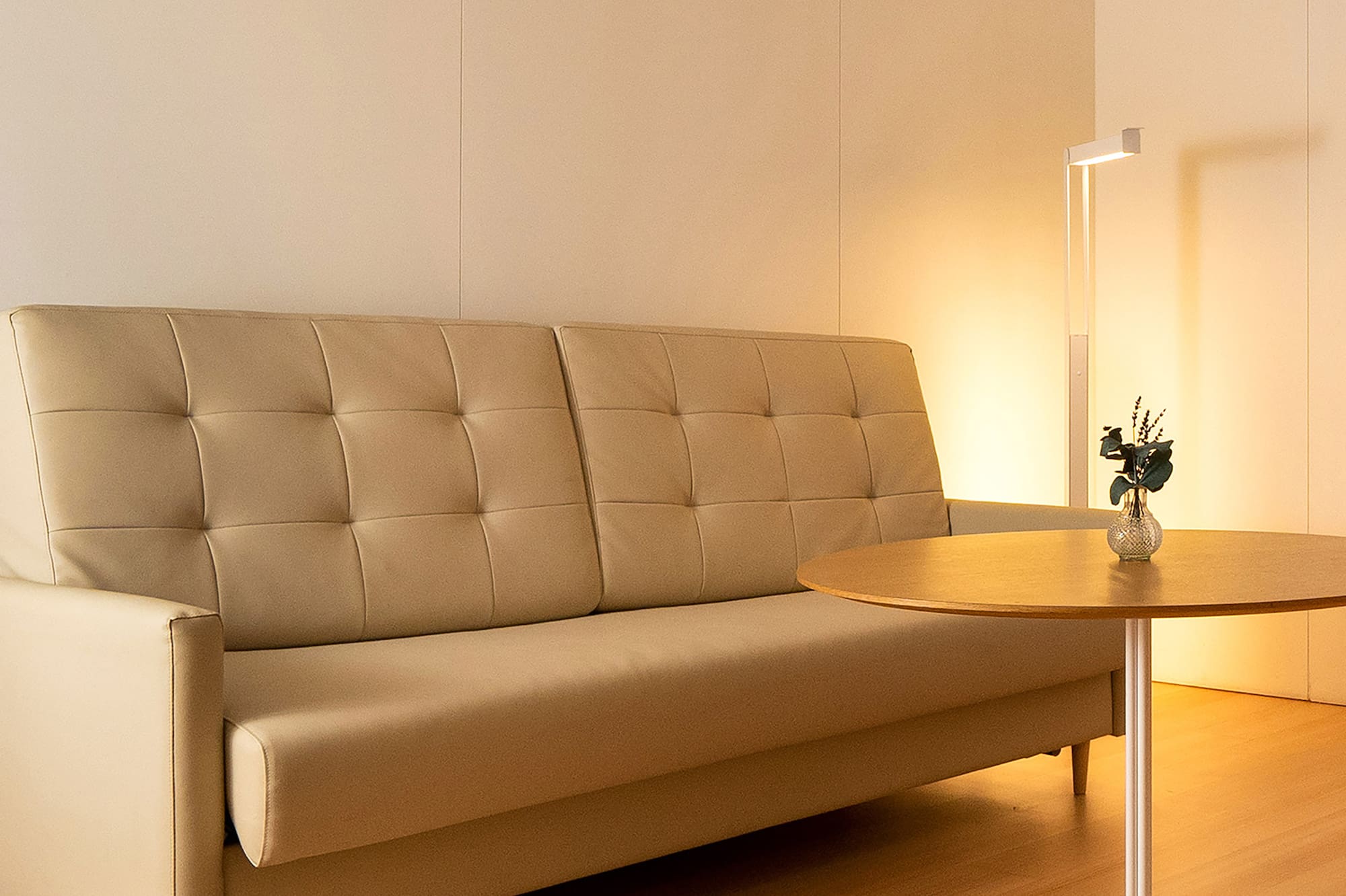 a couch and a table in a room