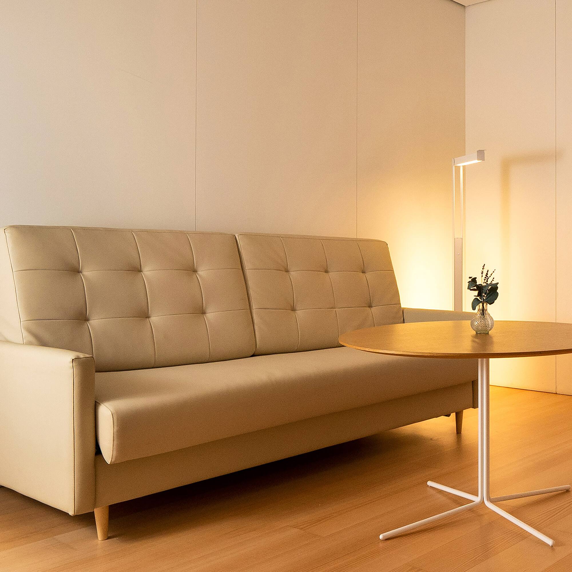 a couch and a table in a room