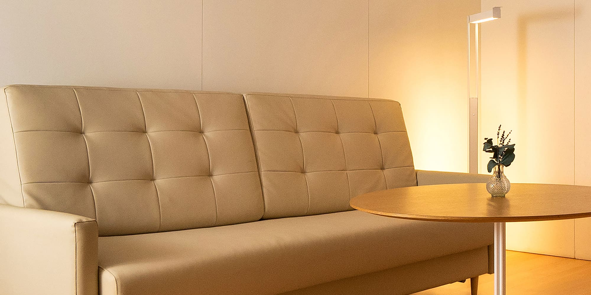 a couch and a table in a room