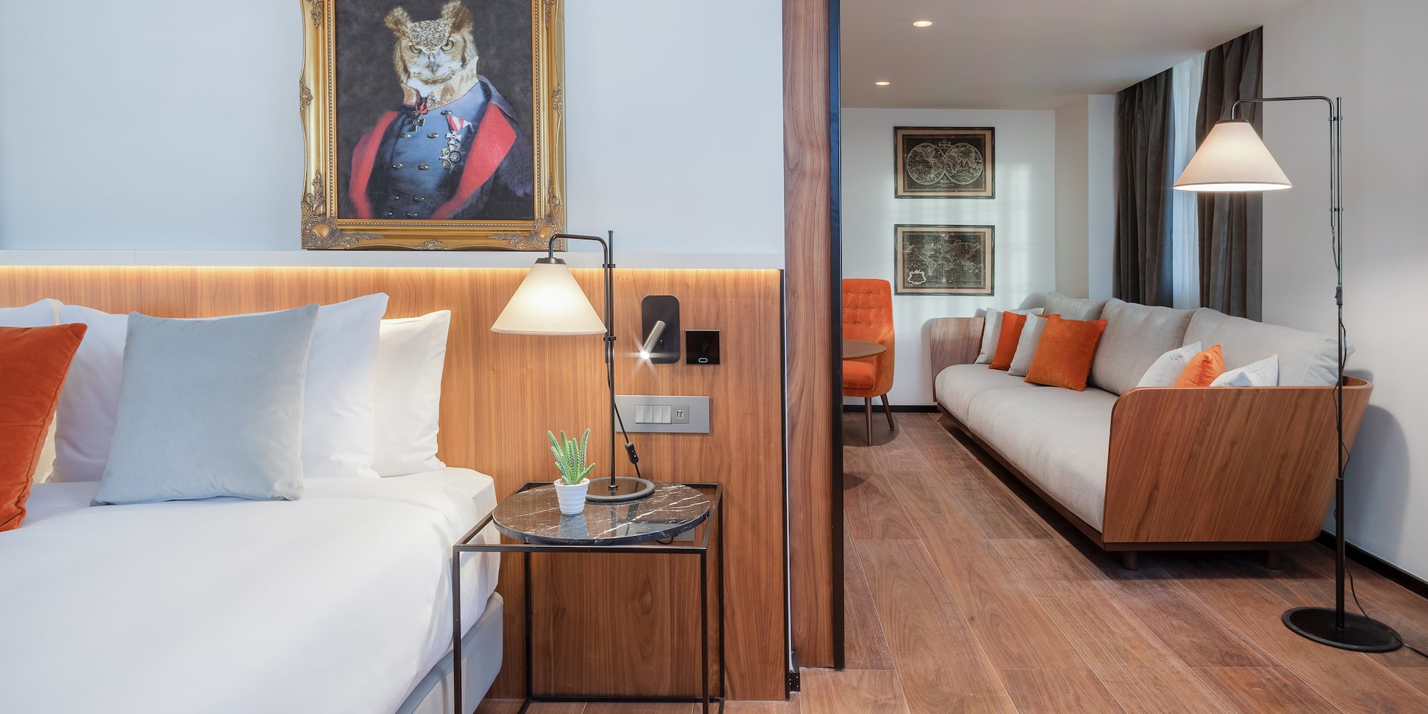 a room with a bed and a couch