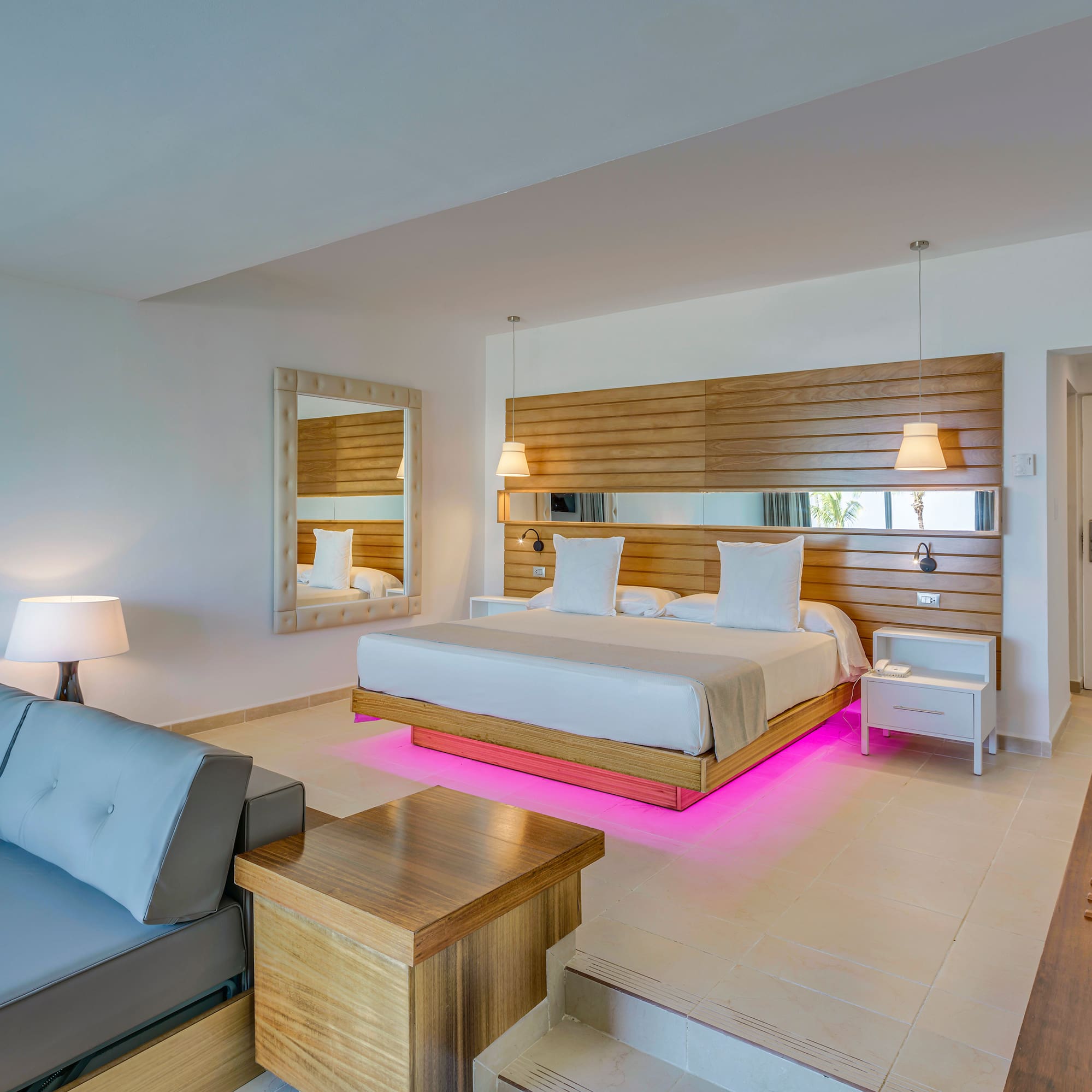 a room with a bed and a couch