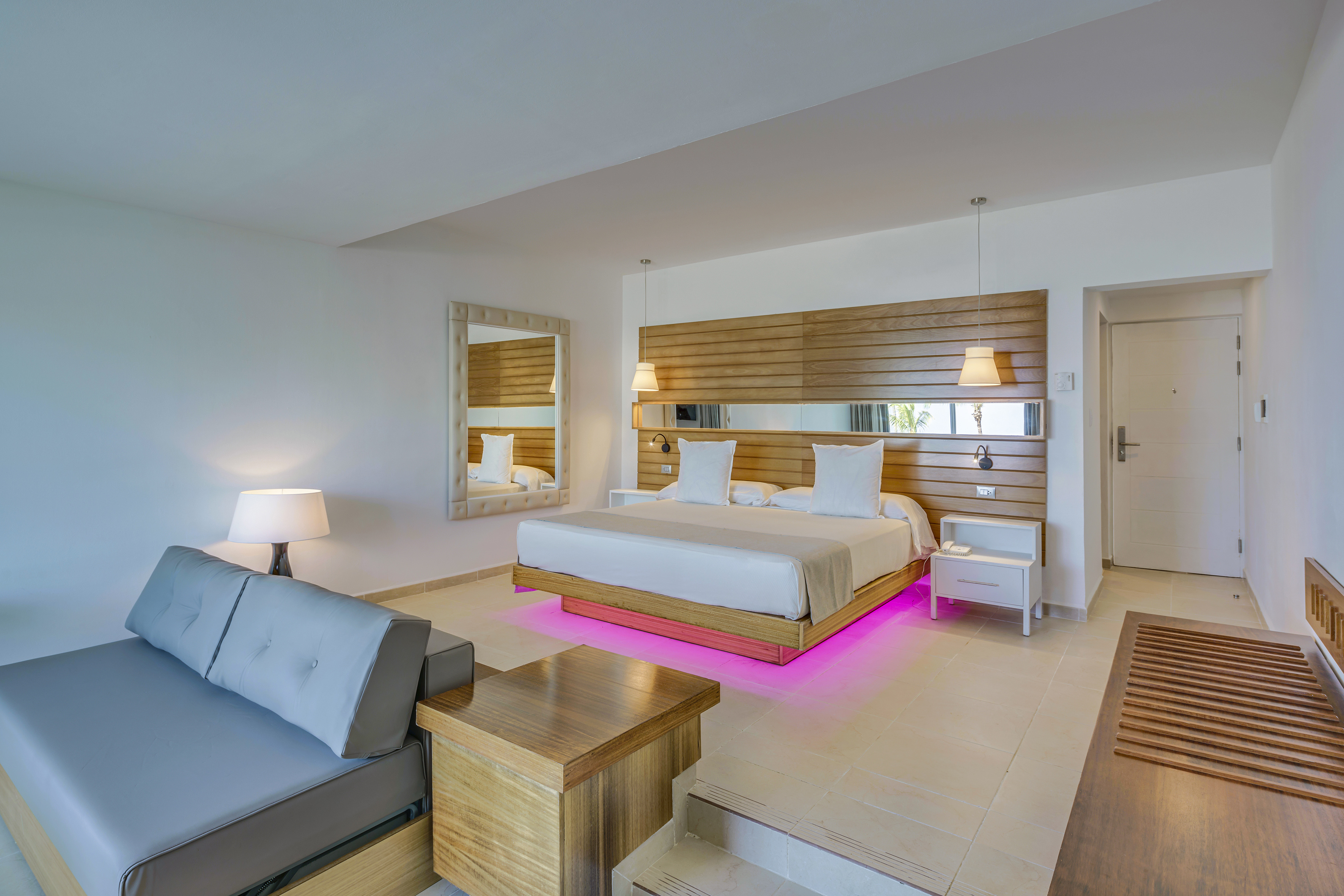 a room with a bed and a couch