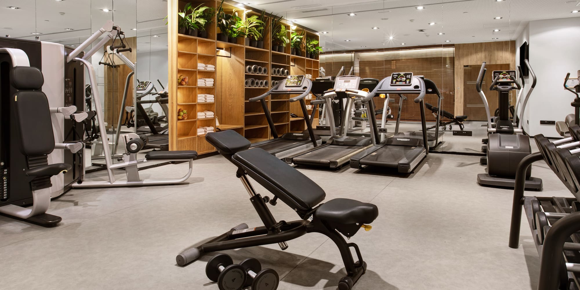 a gym with exercise equipment