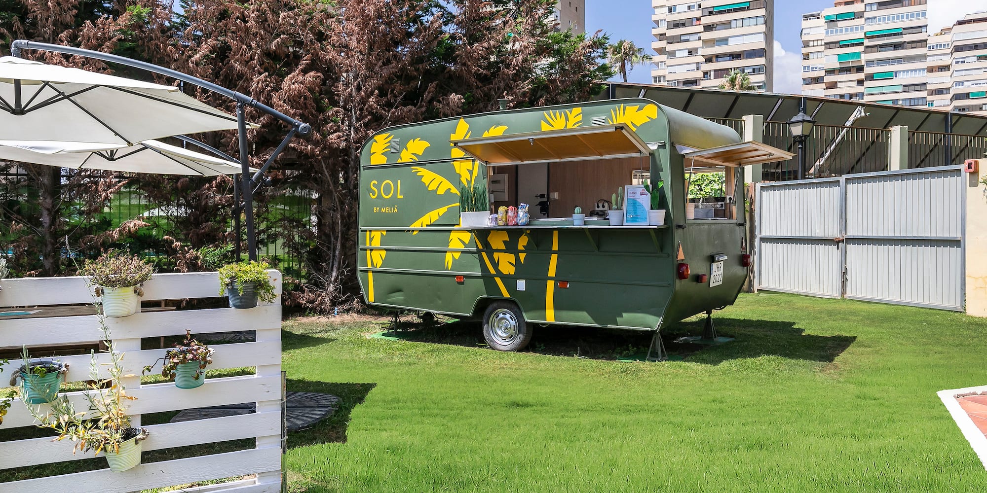 a food truck on grass