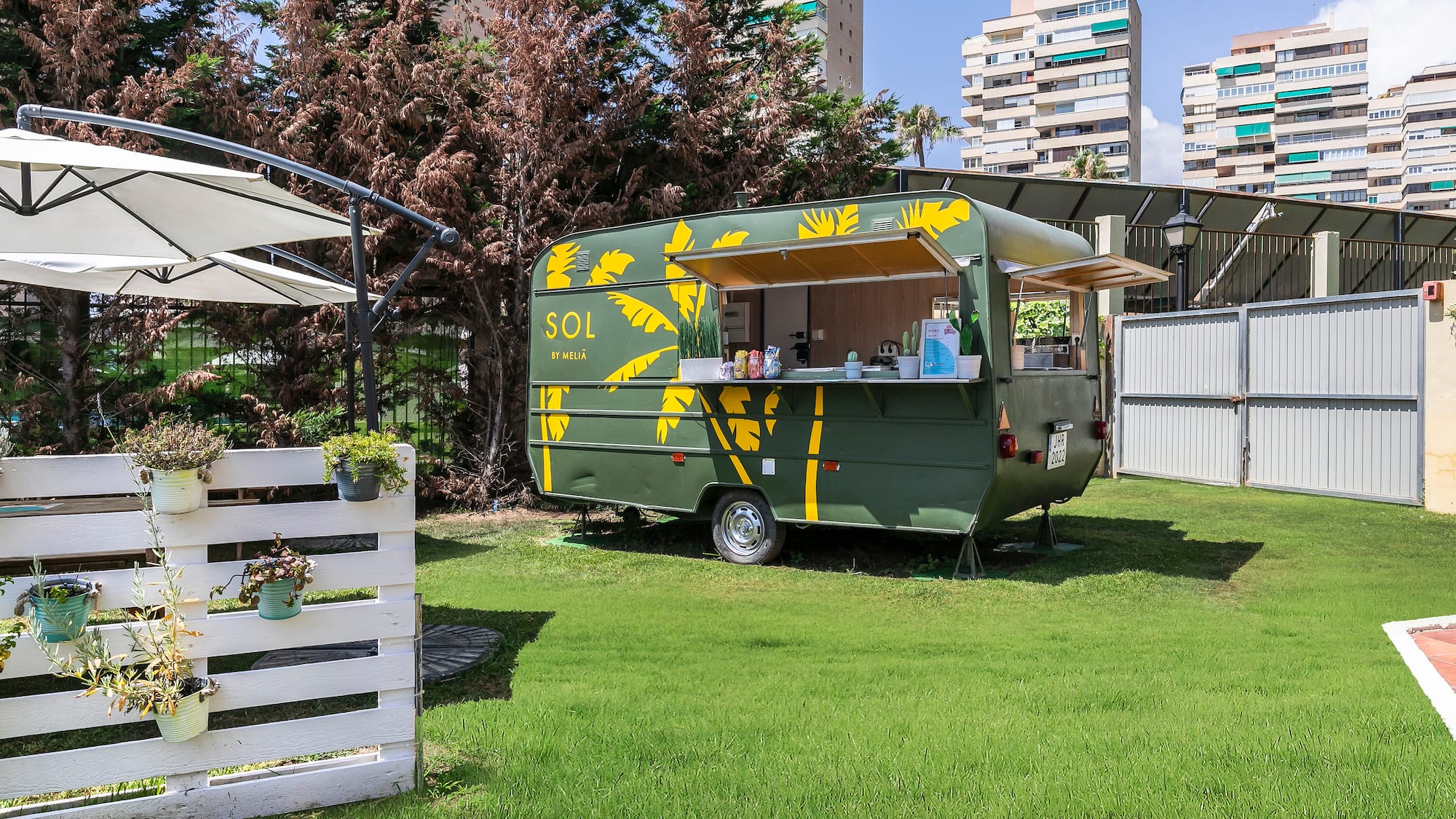 a food truck on grass