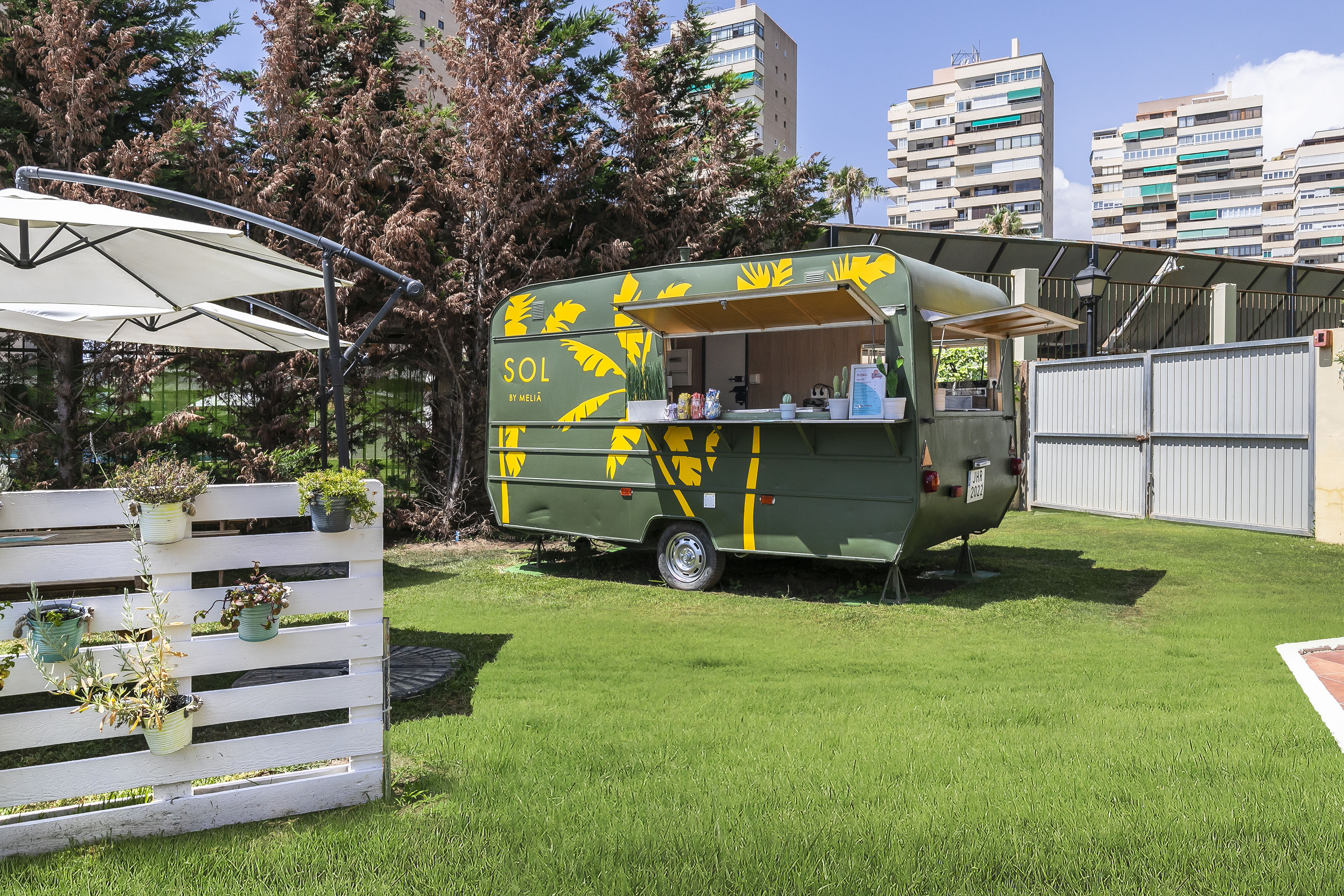 a food truck on grass