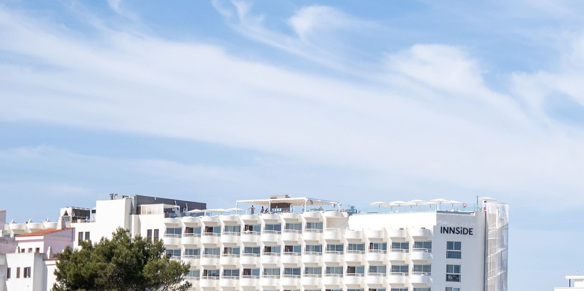 a building next to water