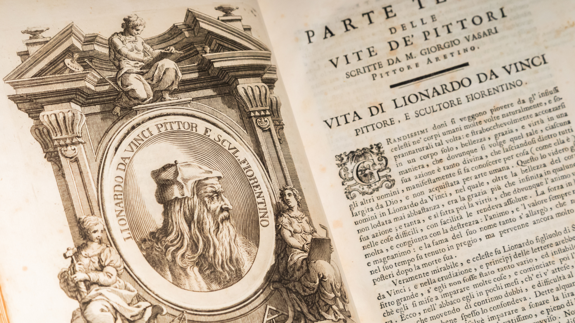 an open book with a picture of a man