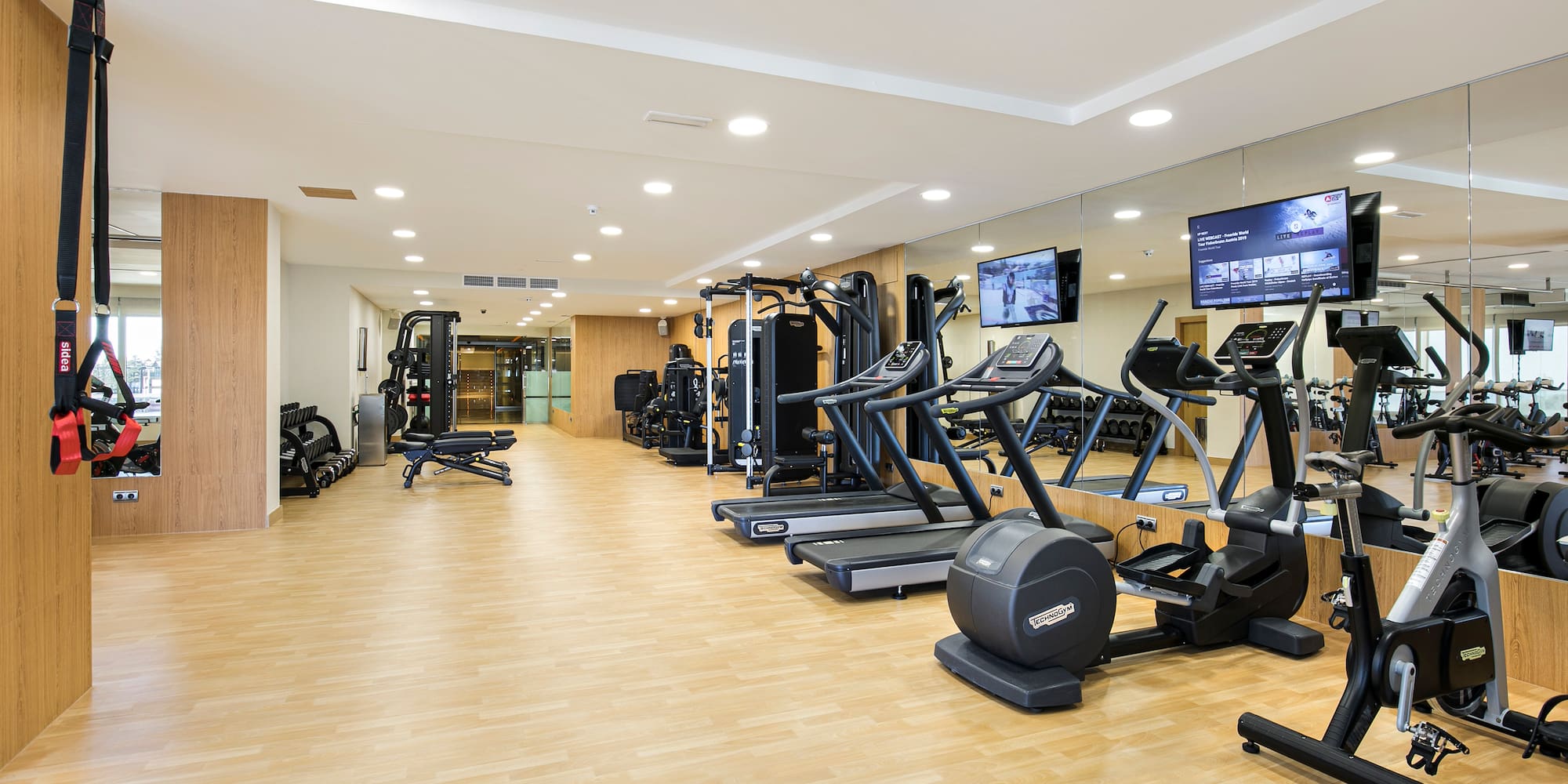 a room with exercise equipment
