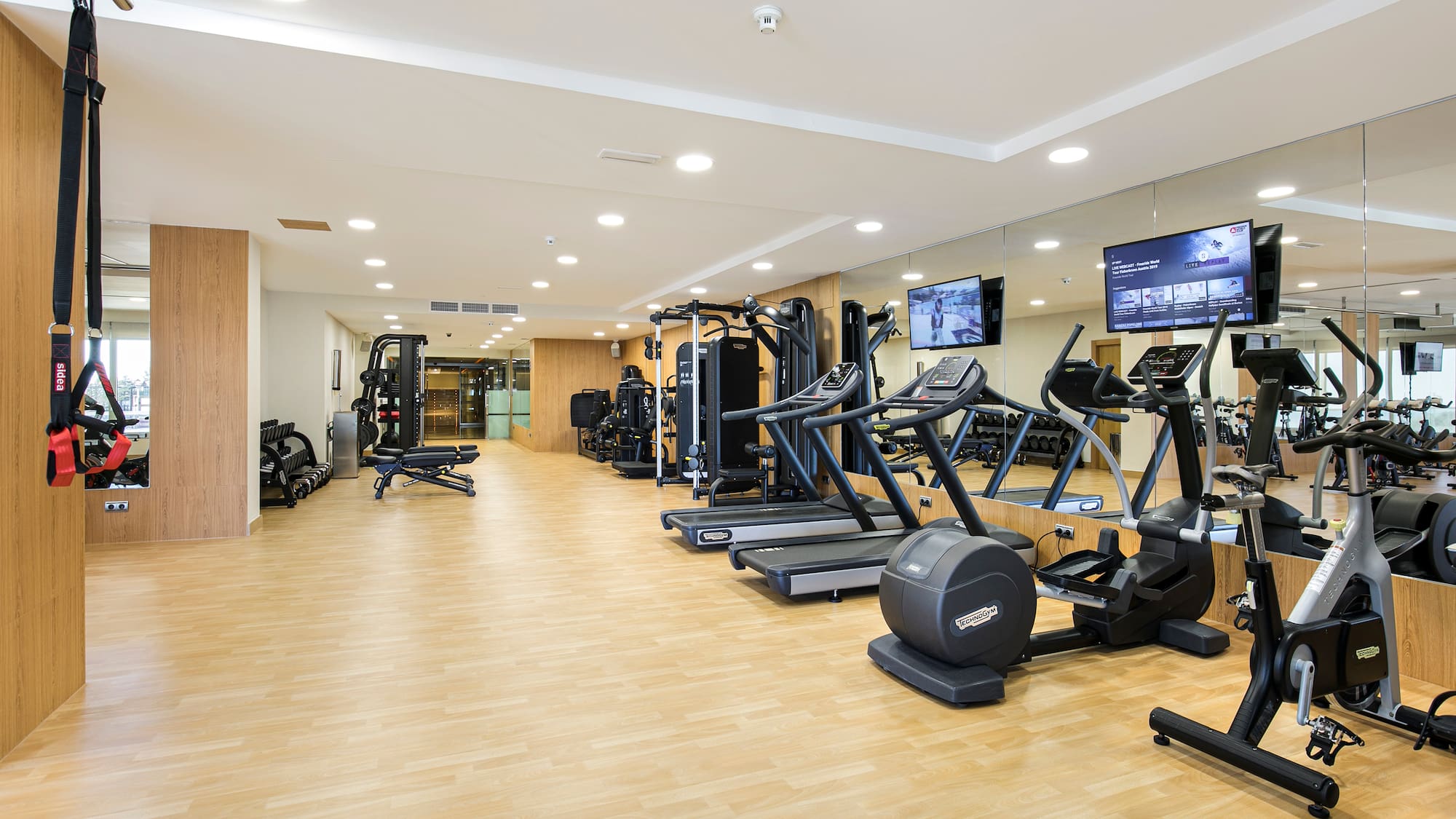 a room with exercise equipment