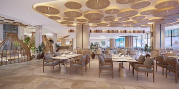 a restaurant with tables and chairs