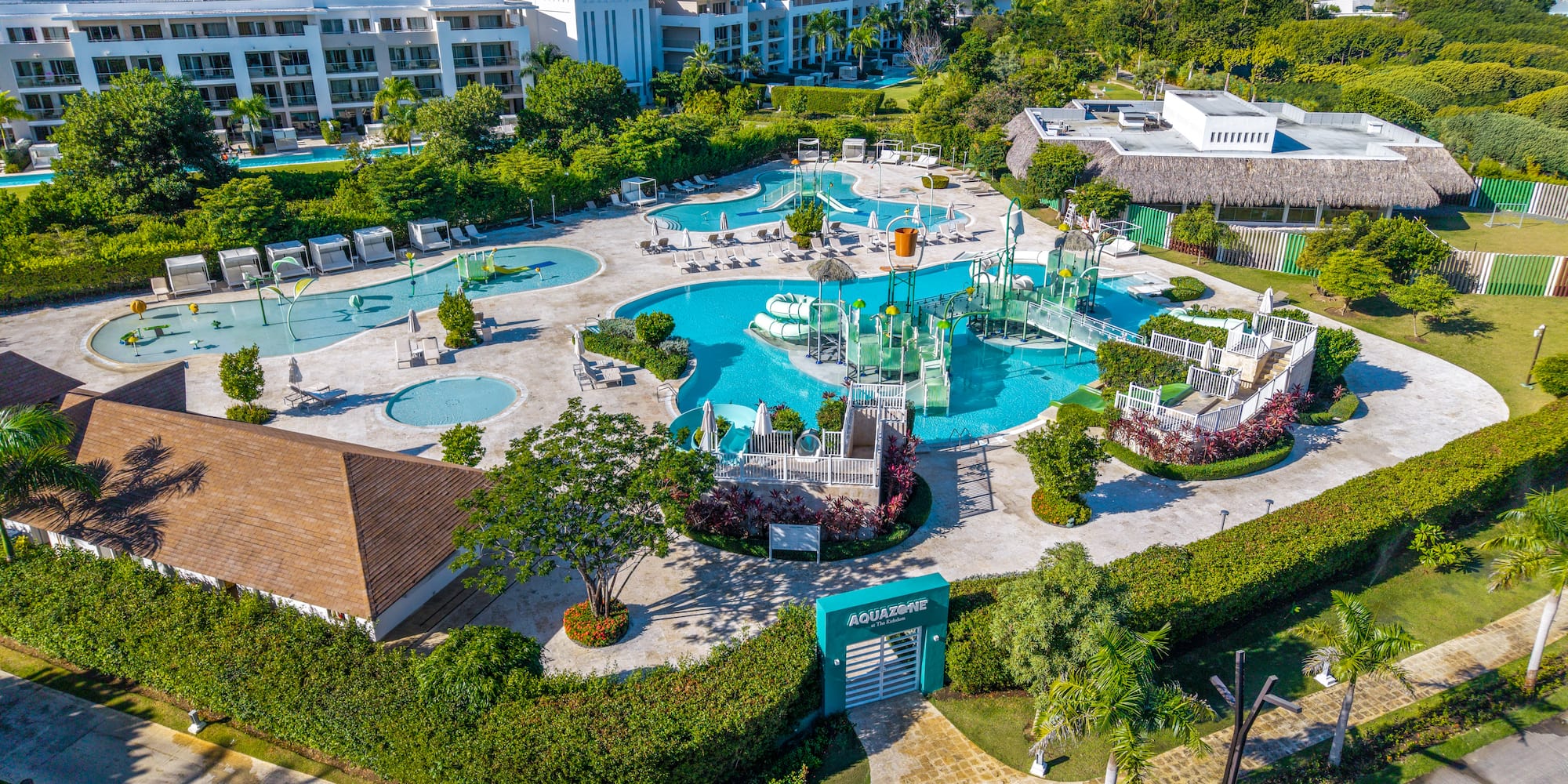 a swimming pool and a building