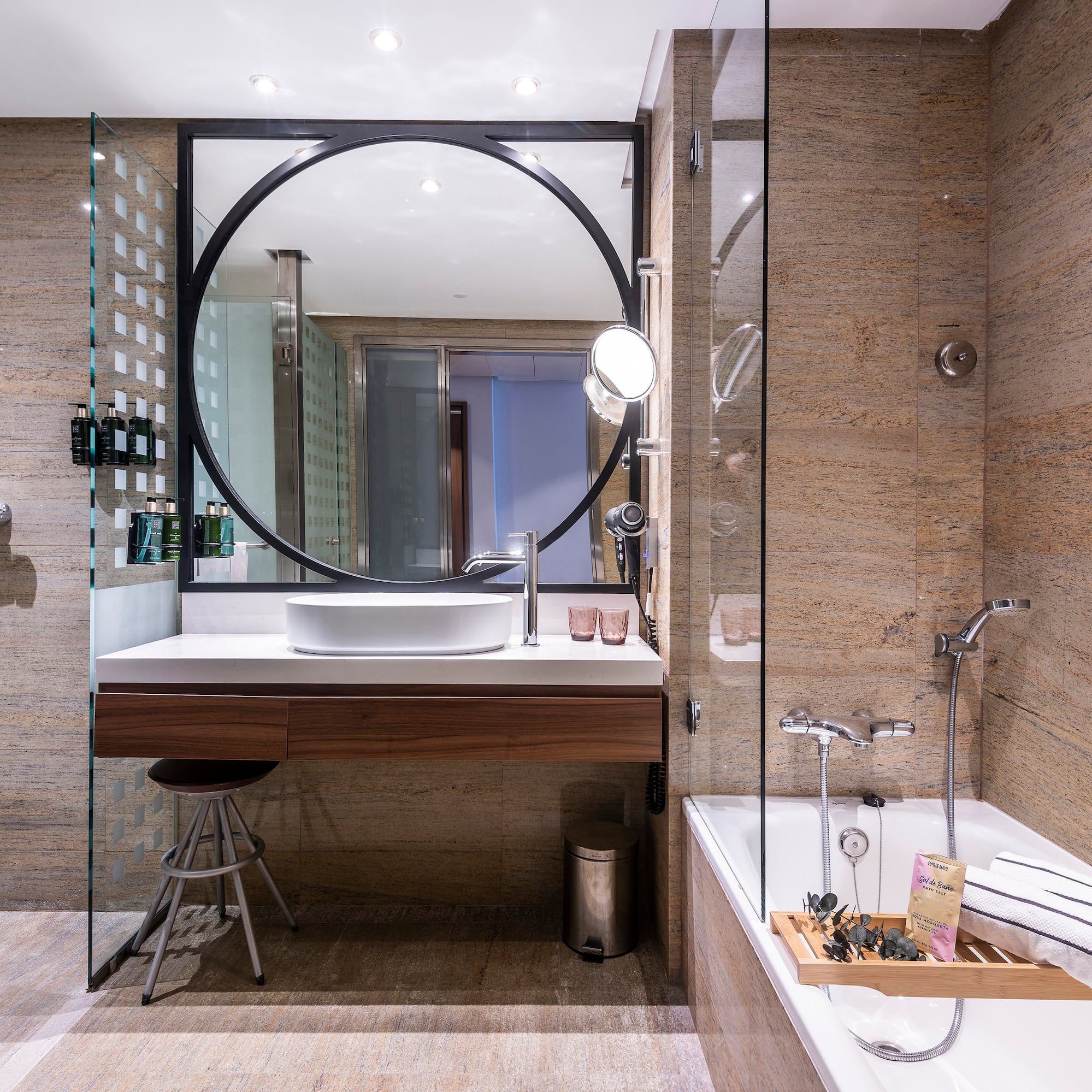 a bathroom with a sink and tub
