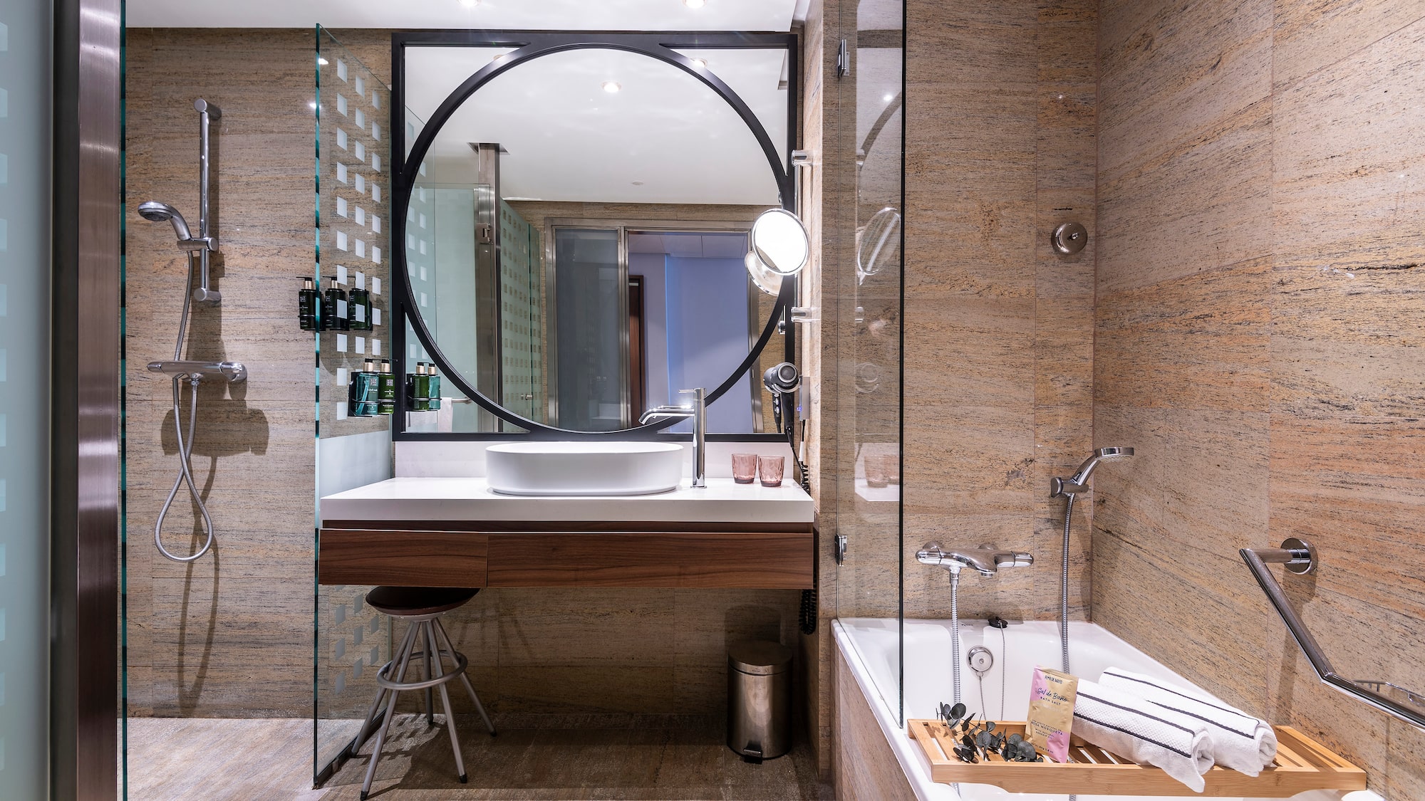 a bathroom with a sink and tub