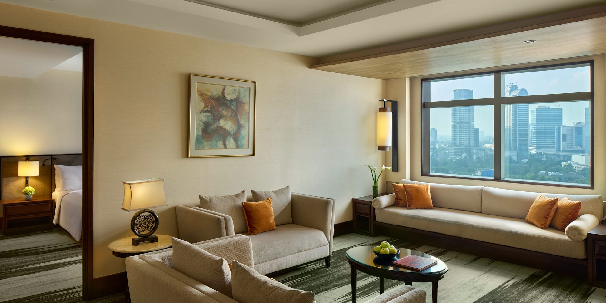 a room with couches and a table