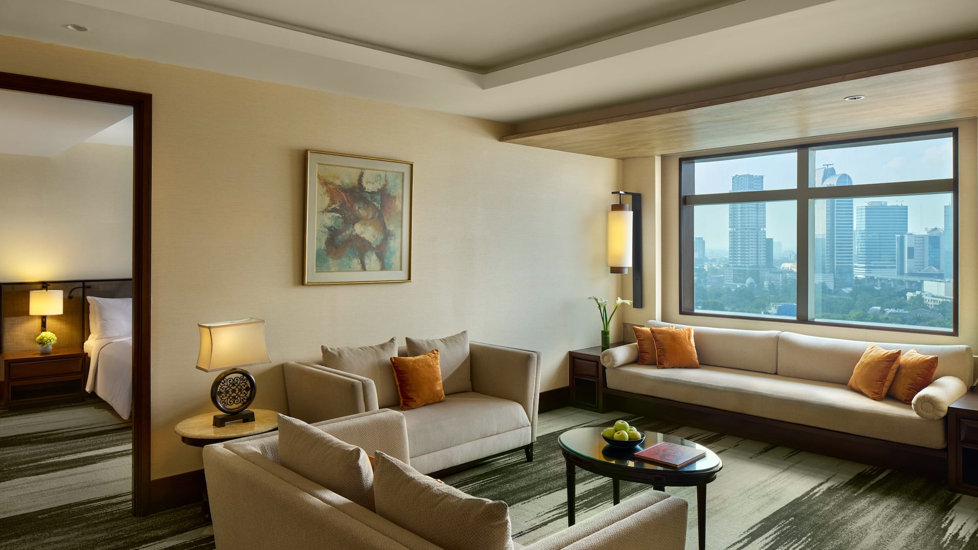 a room with couches and a table