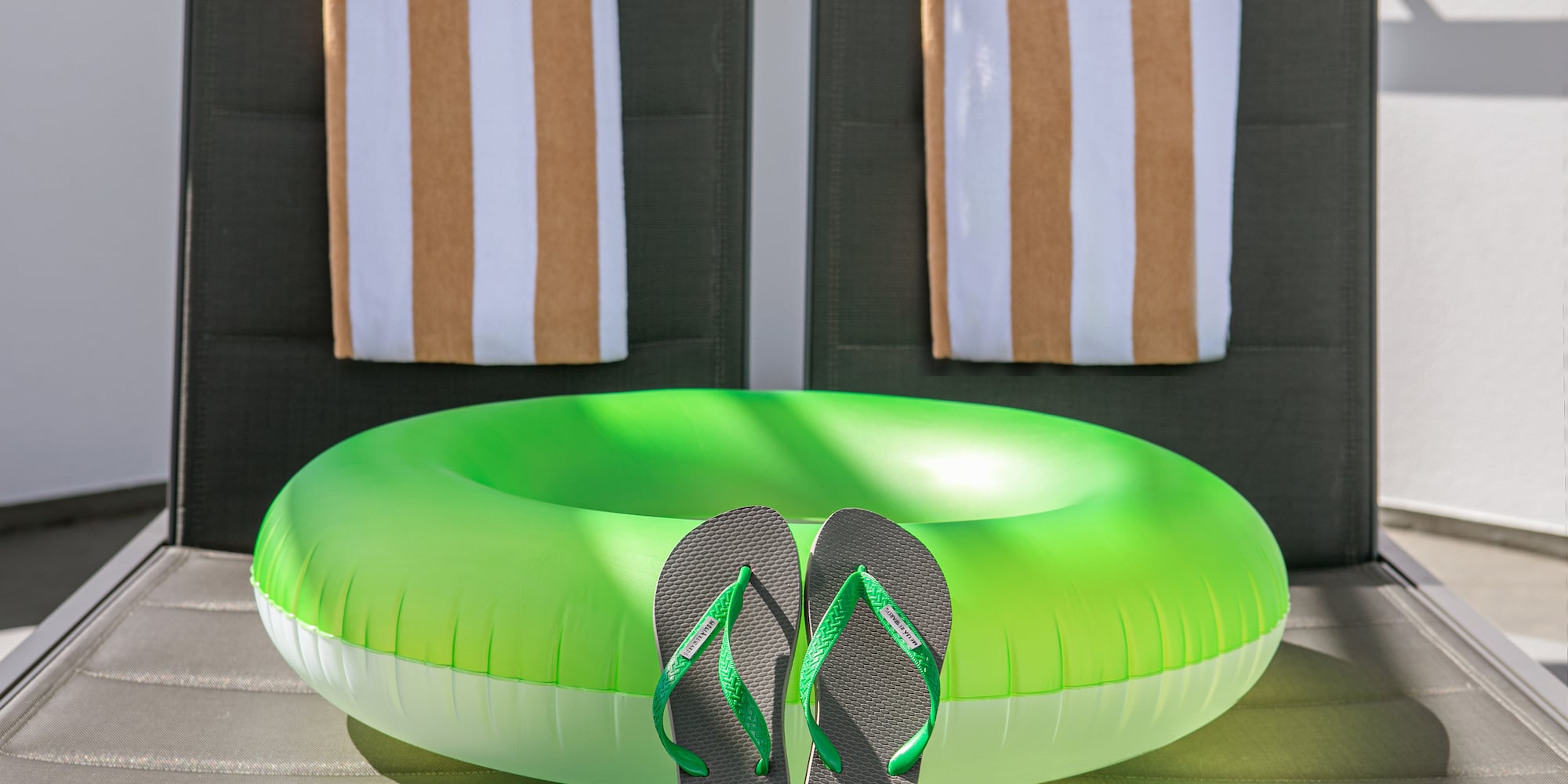 flip flops and a pool float