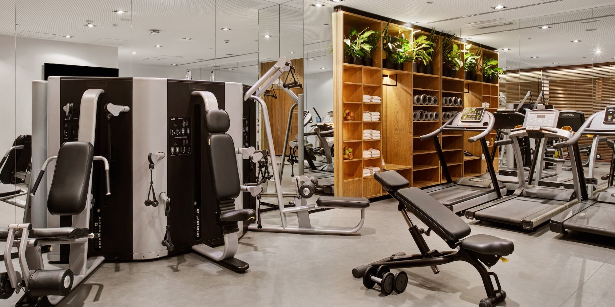 a gym with exercise equipment