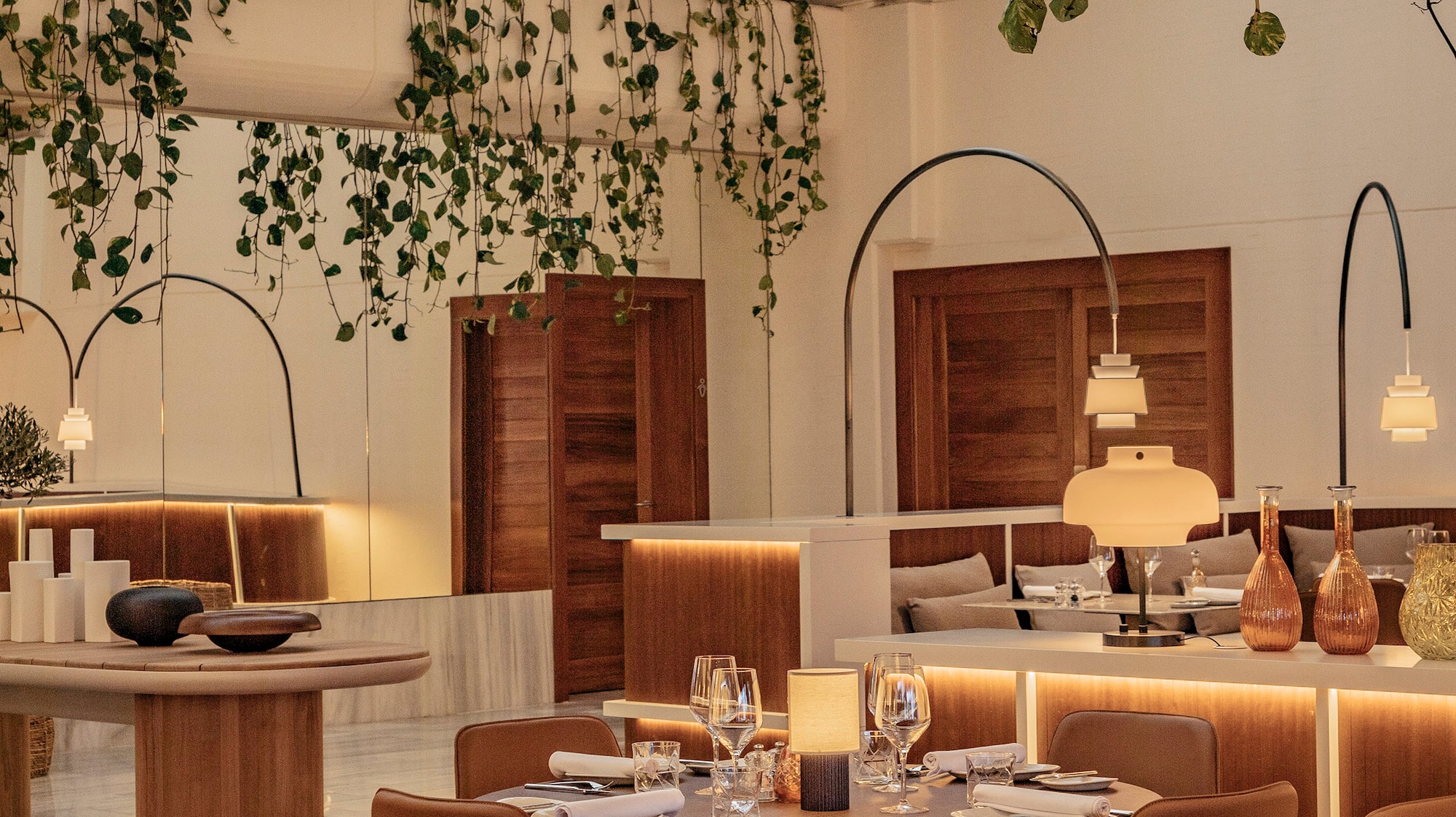 a restaurant with tables and chairs