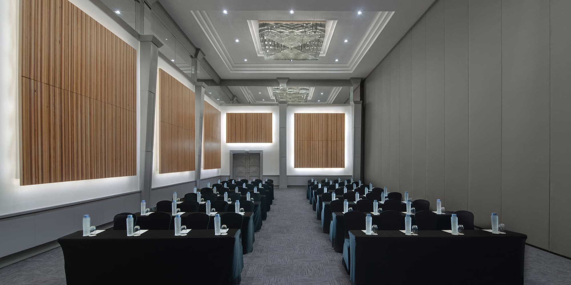 a room with tables and chairs