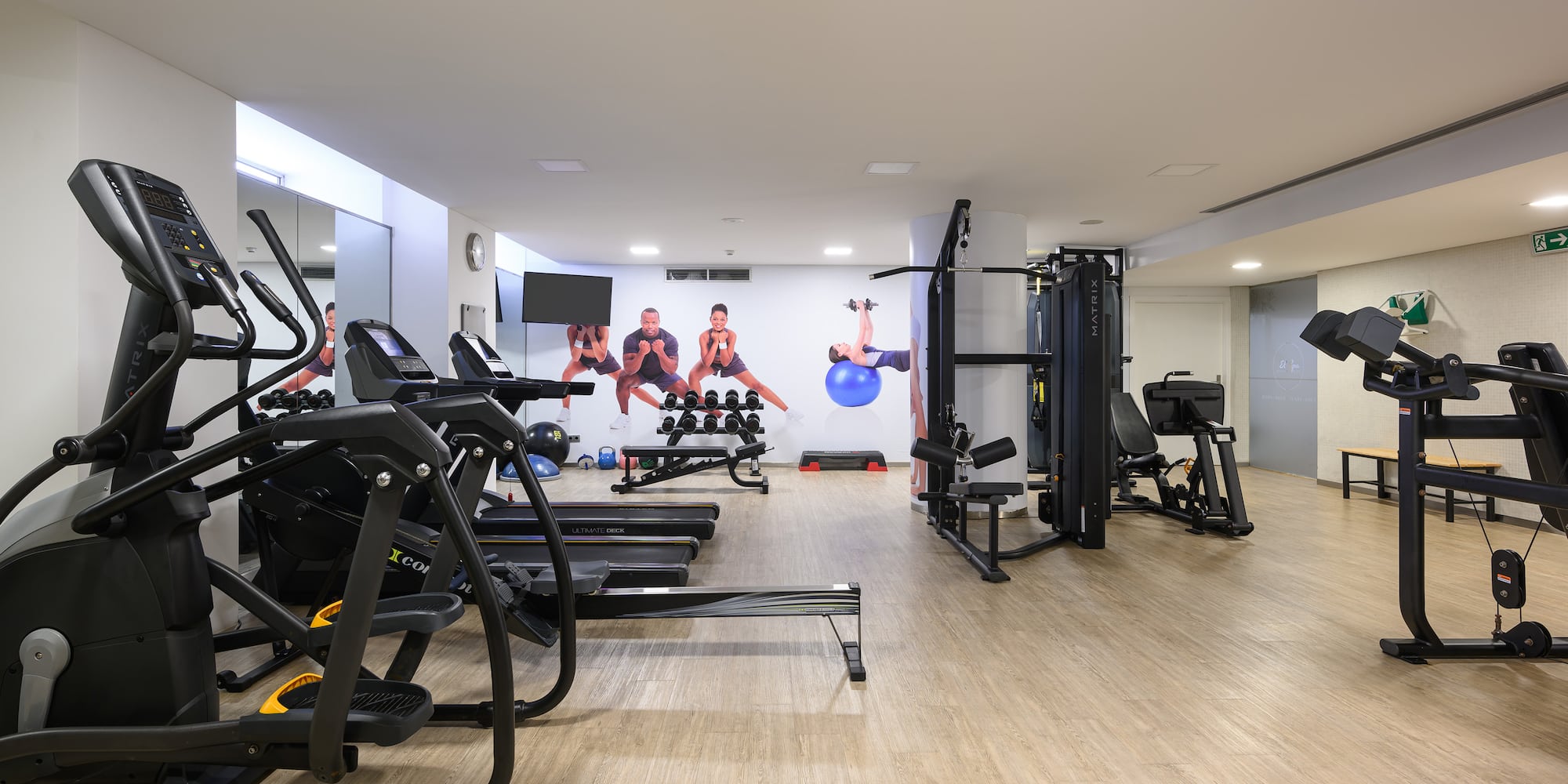 a room with exercise equipment