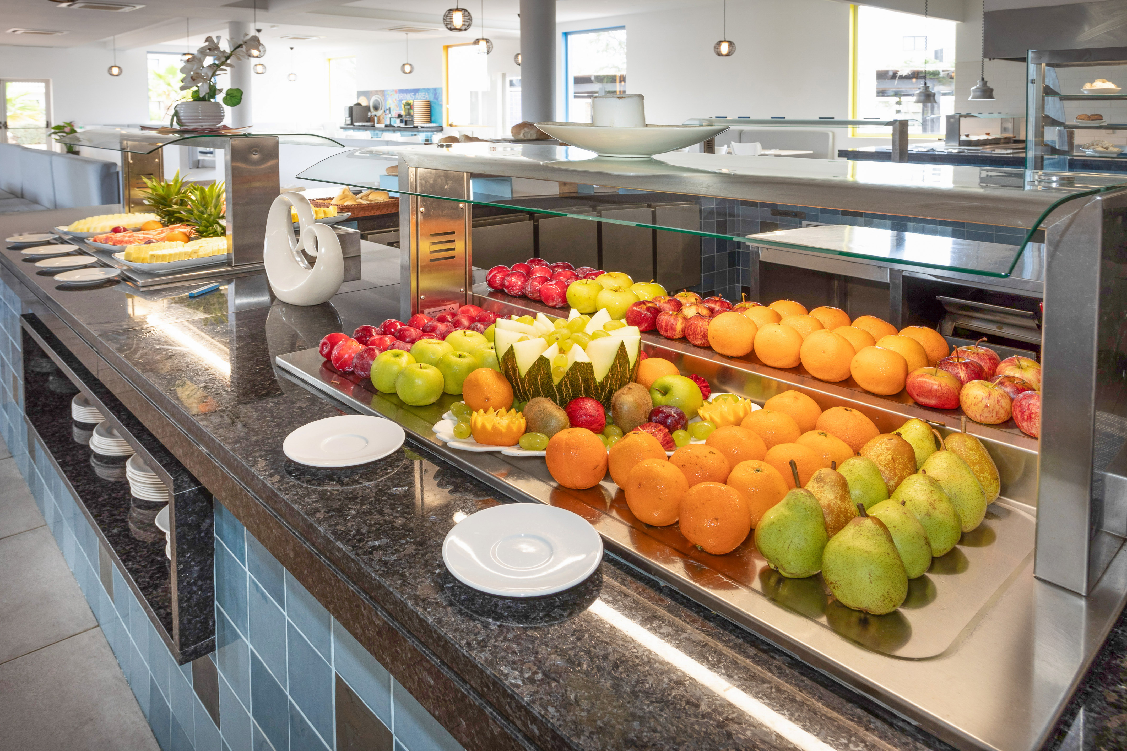 a display of fruit on a counter