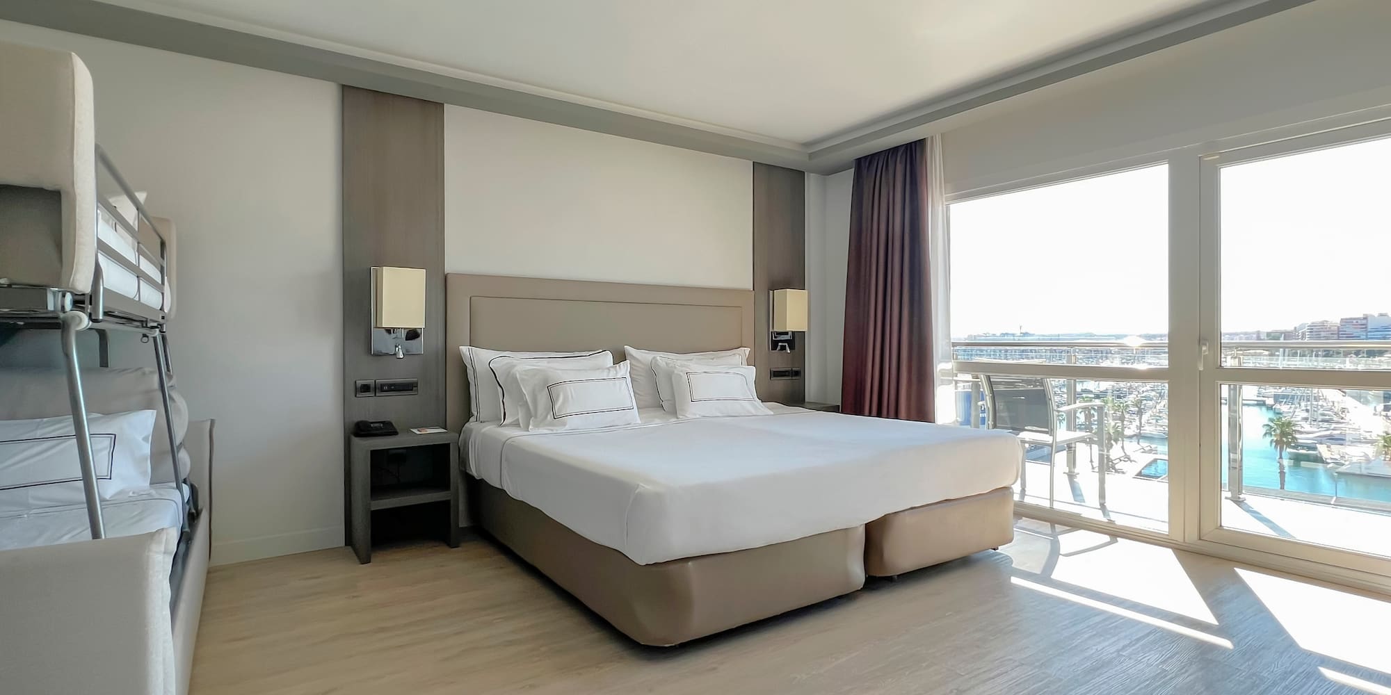 a room with a bed and a window